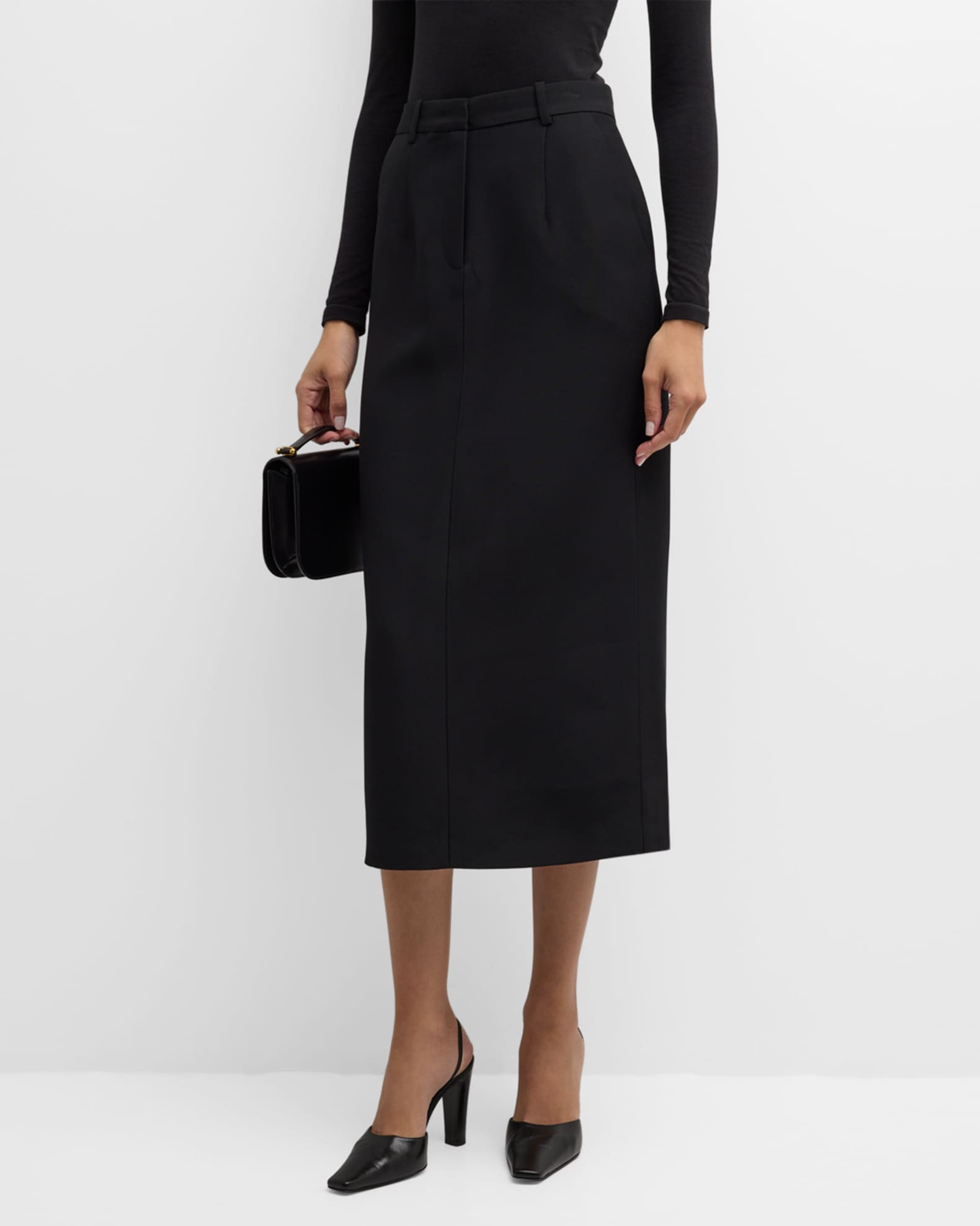 Co High-Waist Tailored Midi Pencil Skirt | Neiman Marcus
