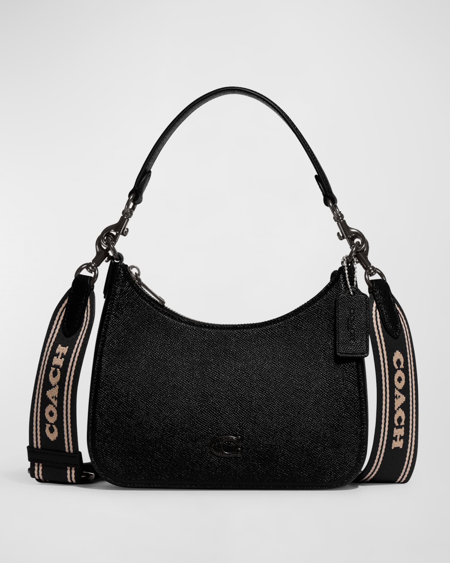 COACH Alice Small Black Crossgrain Leather Satchel Crossbody Handbag