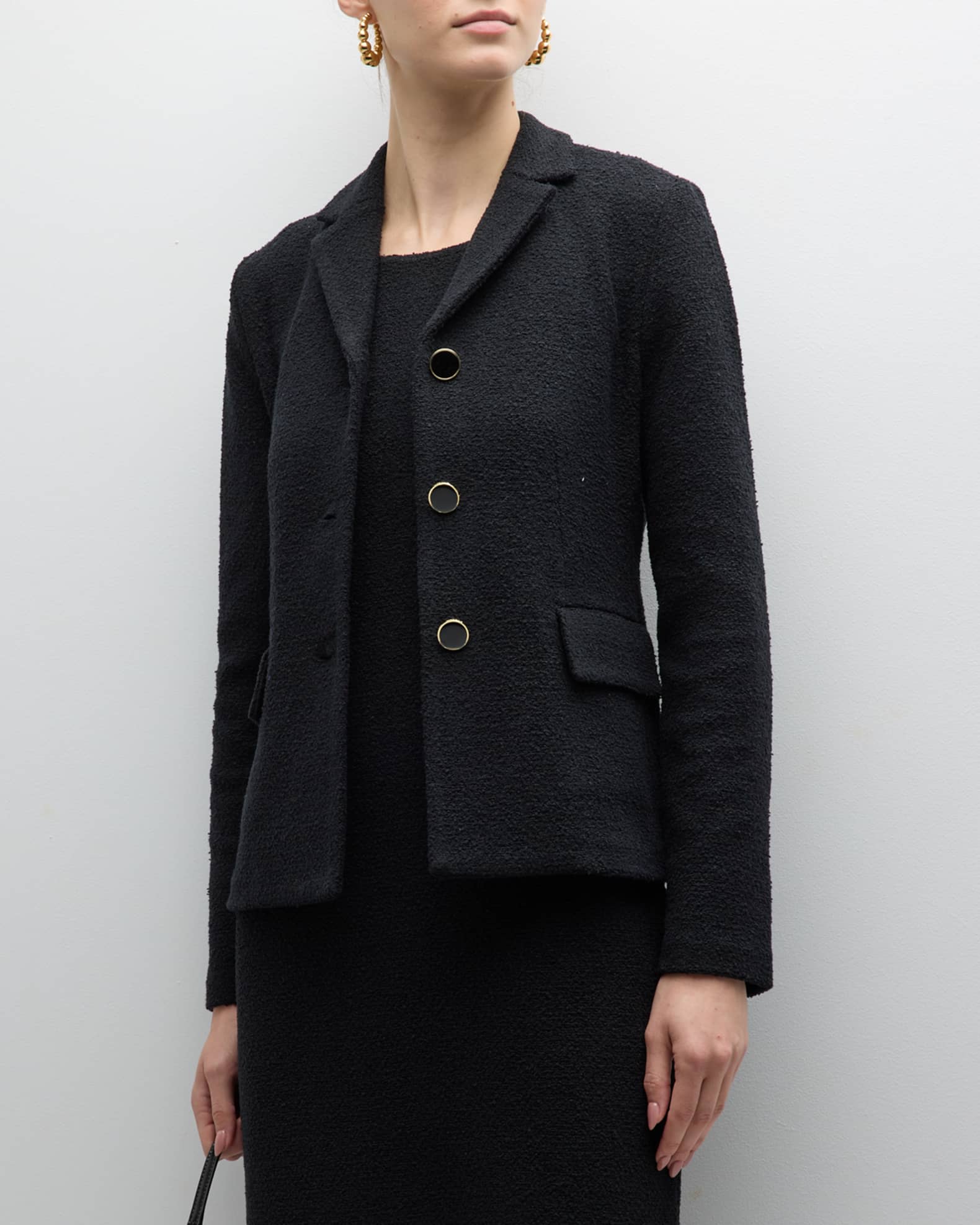 Casper John Boucle MA-1/ブークレMA-1 St. John Compact Boucle Knit Notch-Collar Single-Breasted