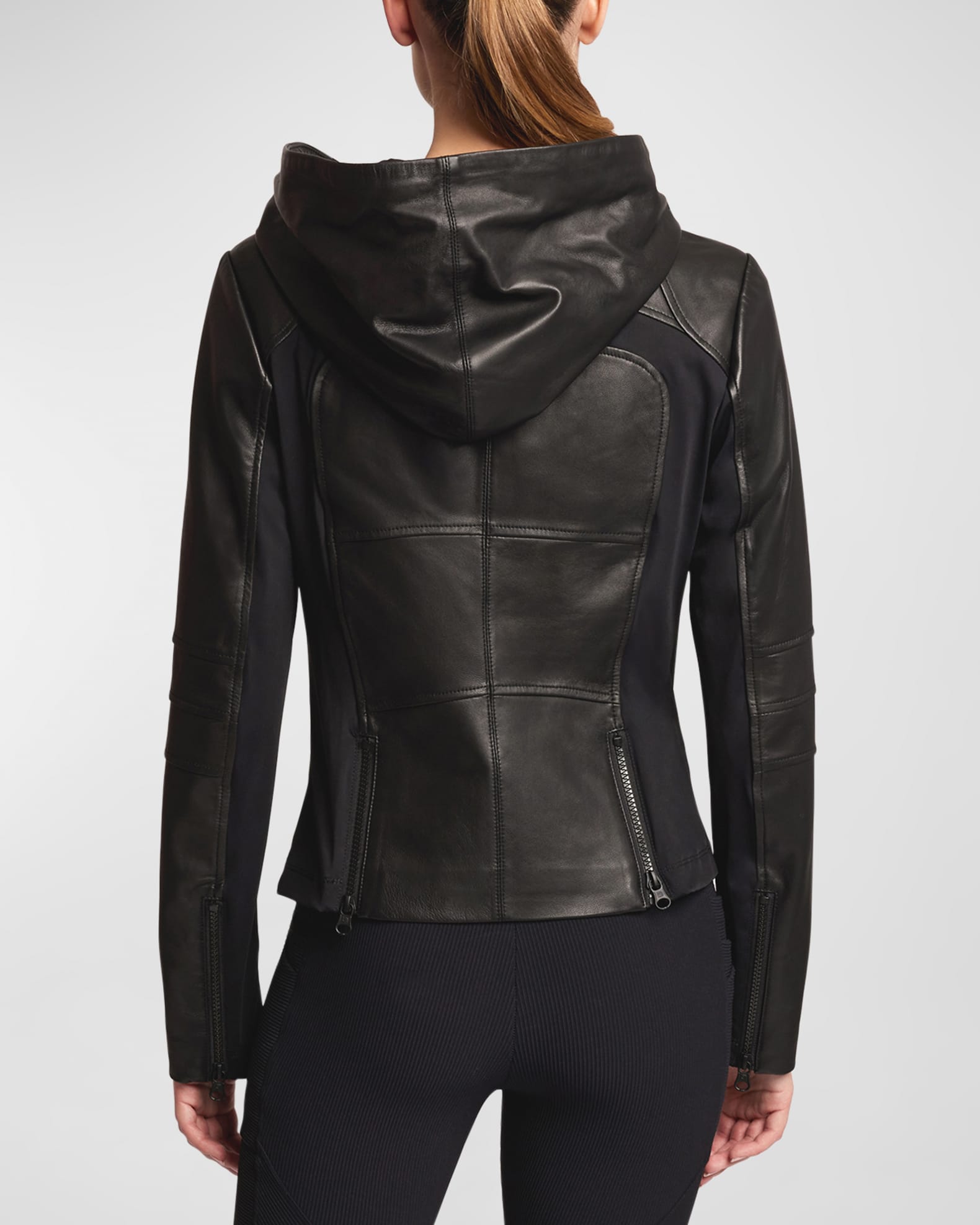 Blanc Noir Too Shy Hooded Leather Jacket Neiman Marcus