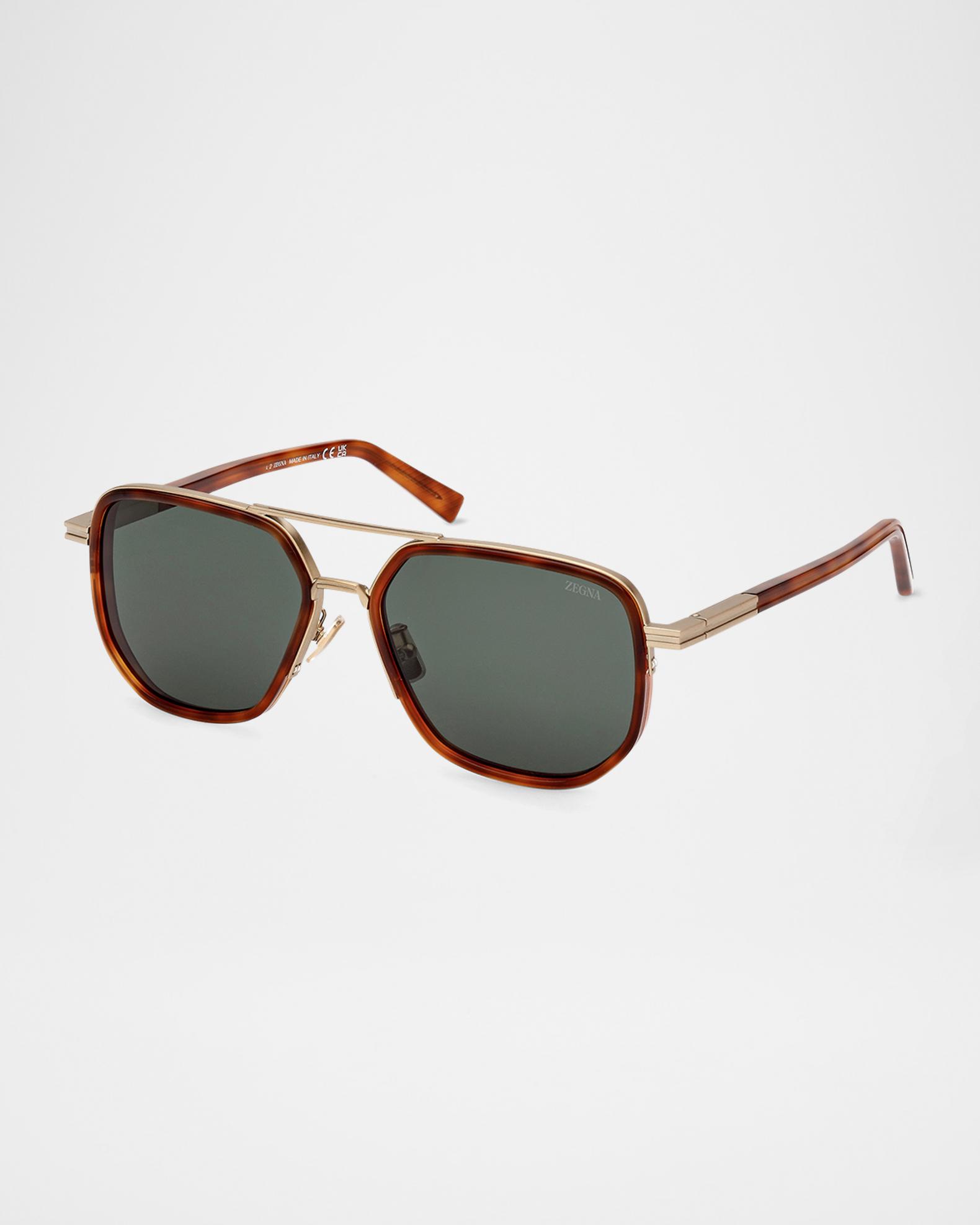 Ermenegildo Zegna Black & Grey Square Sunglasses with Wood Inserts - EZ0082-01A Black Frame Square Ermenegildo Zegna Sunglasses for Men for  main image 2