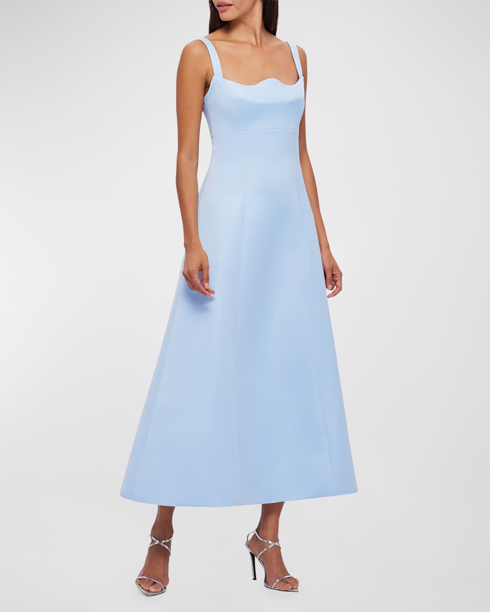 LEO LIN Odette Sleeveless A-Line Midi Dress | Neiman Marcus