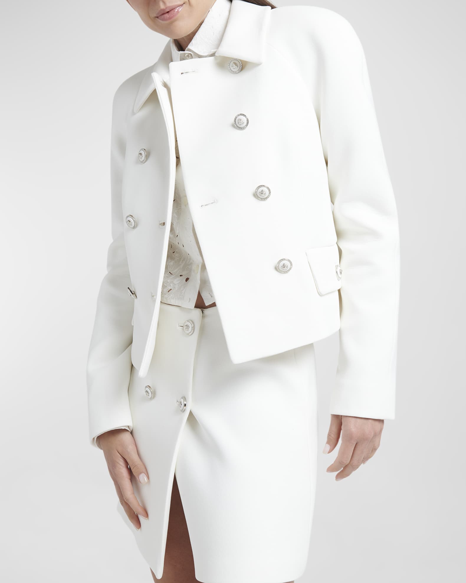 Versace single-breasted cotton coat - Neutrals