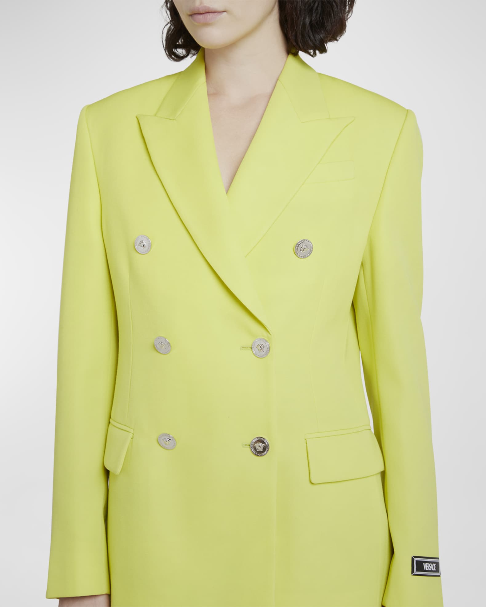 Versace black grained longline overcoat sale
