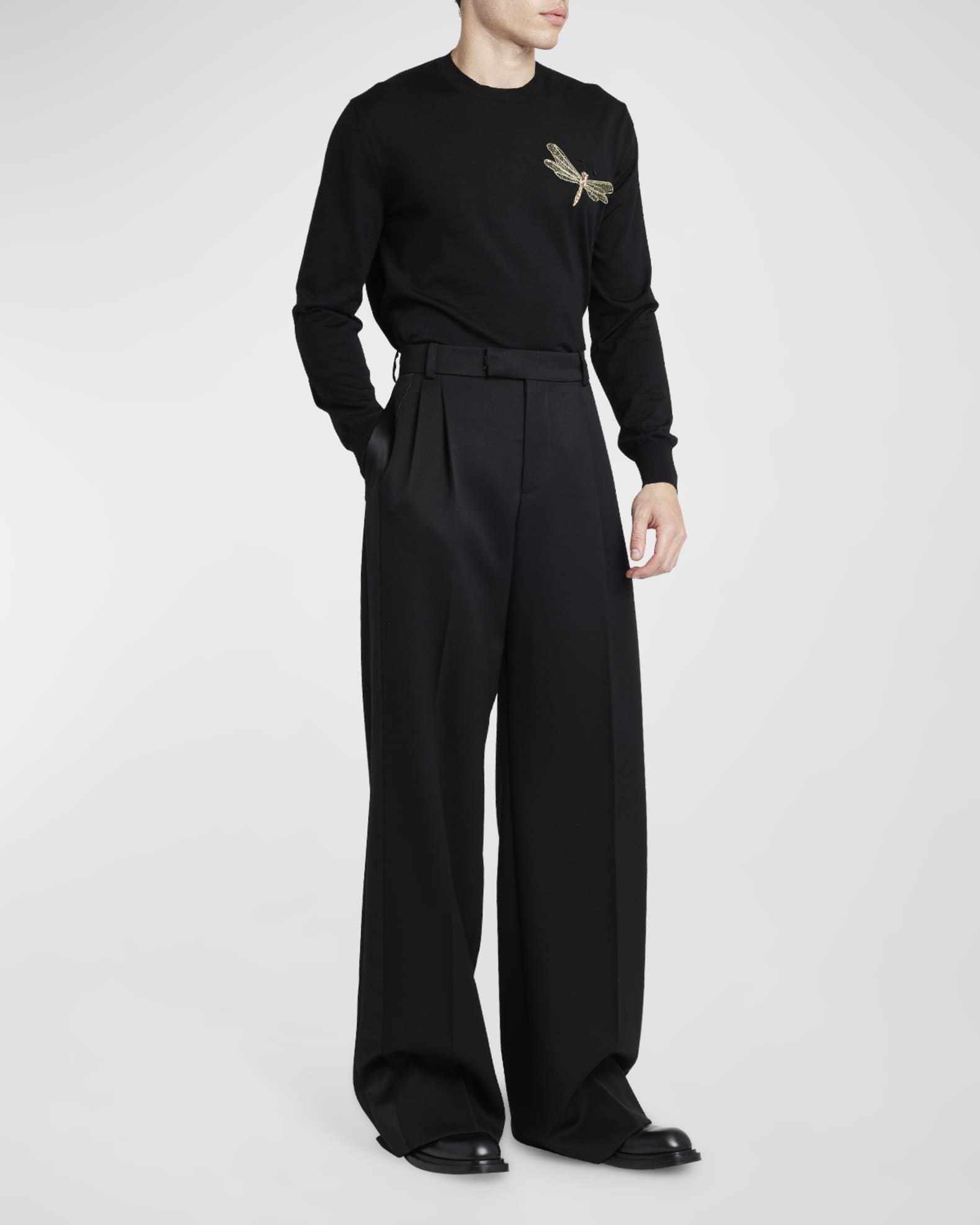 Mens baggy pleated trousers sales
