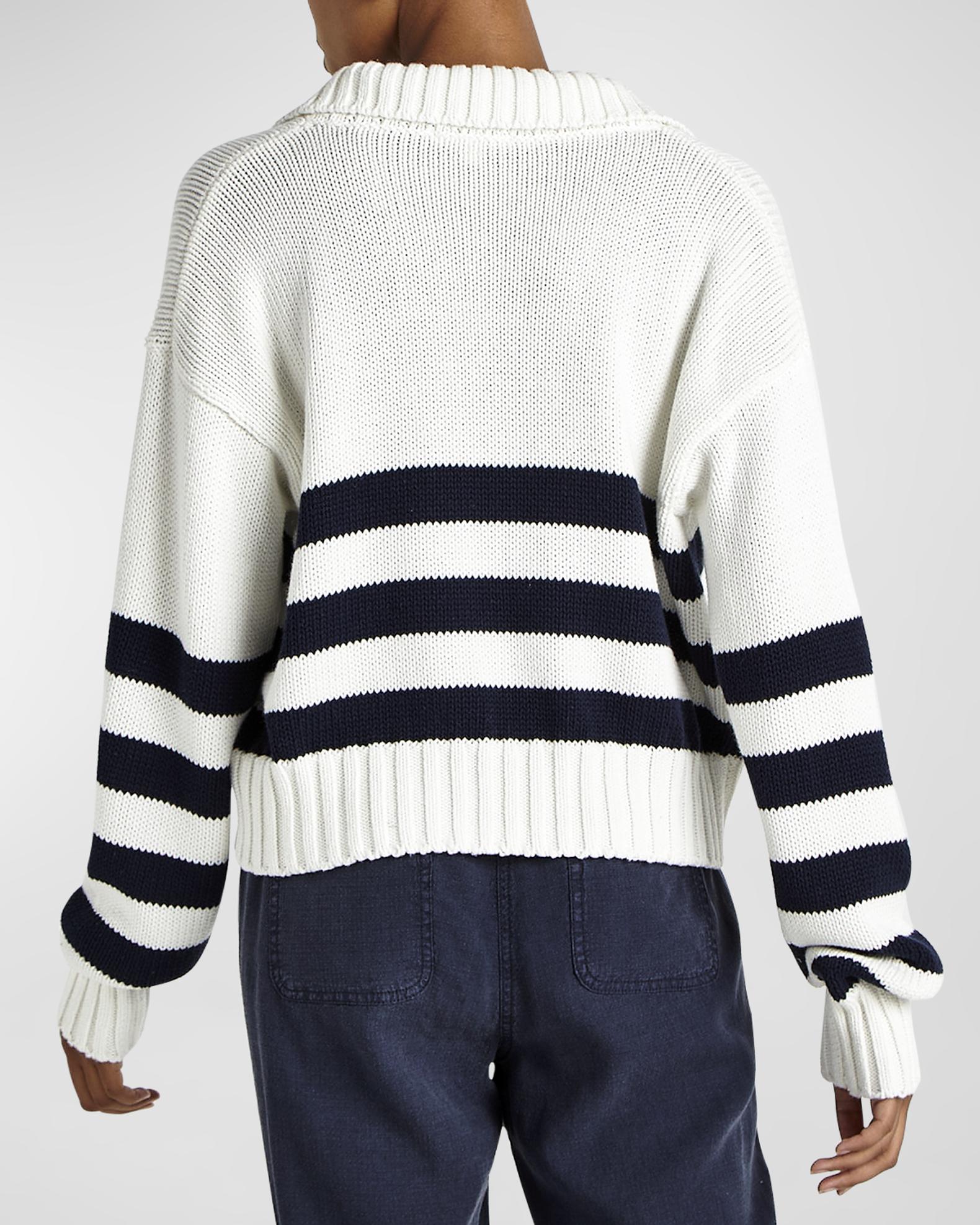 Splendid Parker Polo Stripe Cotton Sweater | Neiman Marcus