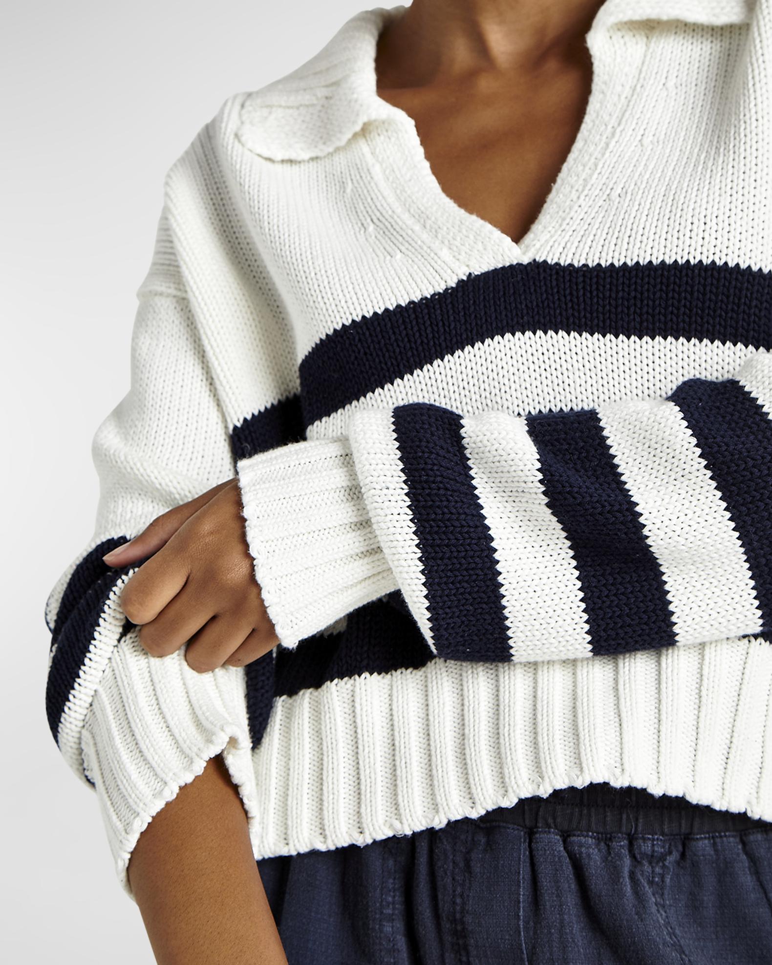 Splendid Parker Polo Stripe Cotton Sweater | Neiman Marcus