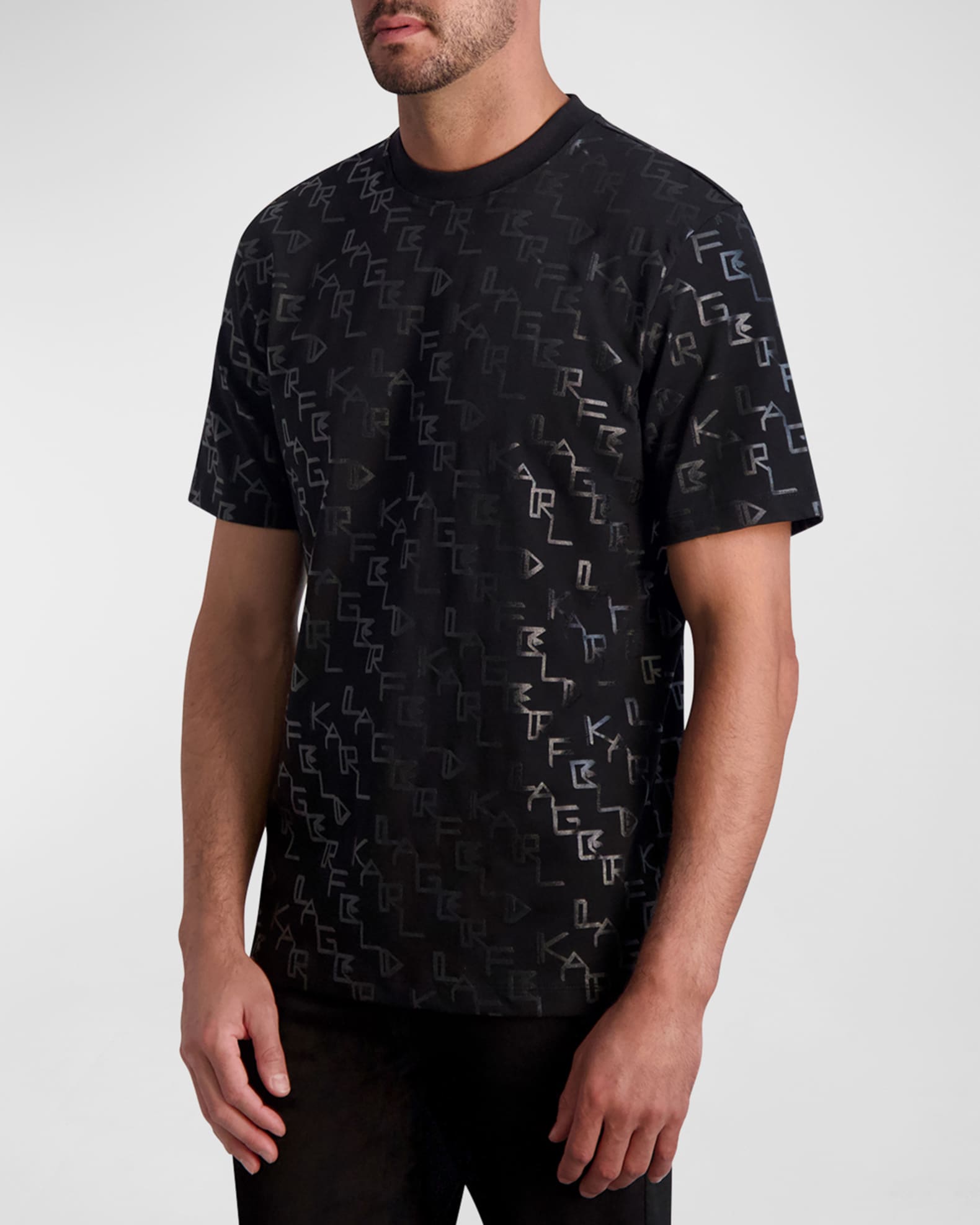 Louis Vuitton Black Cotton Allover Logos Printed Crewneck T-Shirt