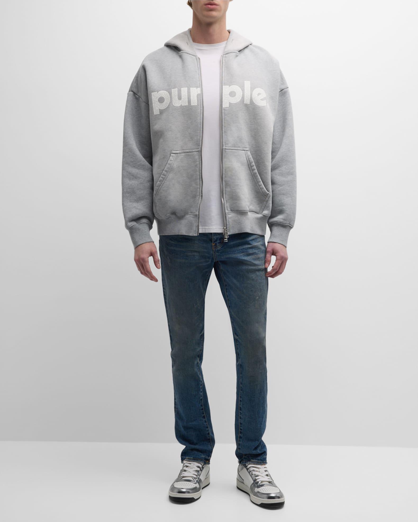 Copper Prairie Petals Blue Men's Long Sleeve Fleece Hoodie main image 0
