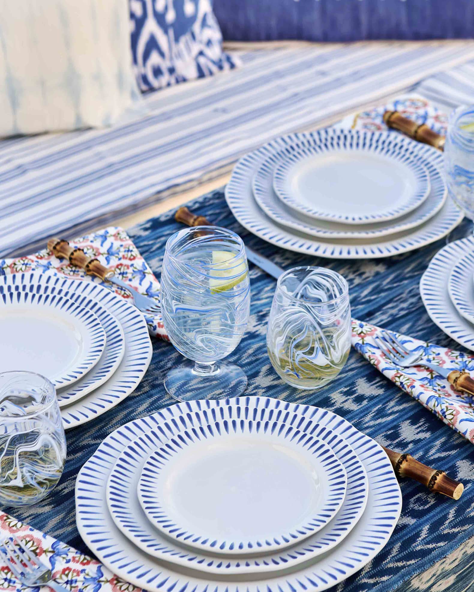 Sitio Stripe Delft Blue Dinnerware Collection | Neiman Marcus