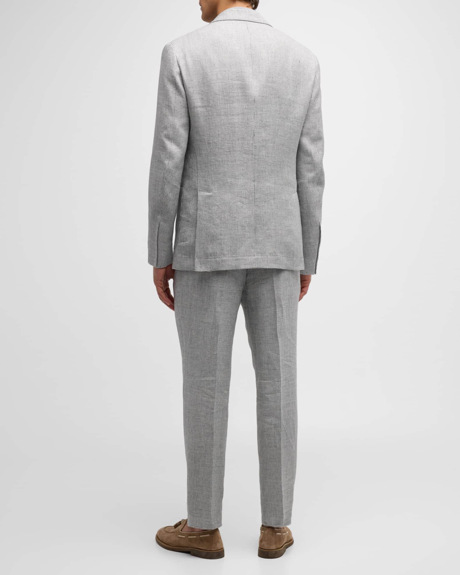 Houndstooth Double Breasted Suit - Wool Fabric Black And White Patterned Checkered Suit - 100% Percent Wool Fabric Suit - Worsted Wool Business Suit