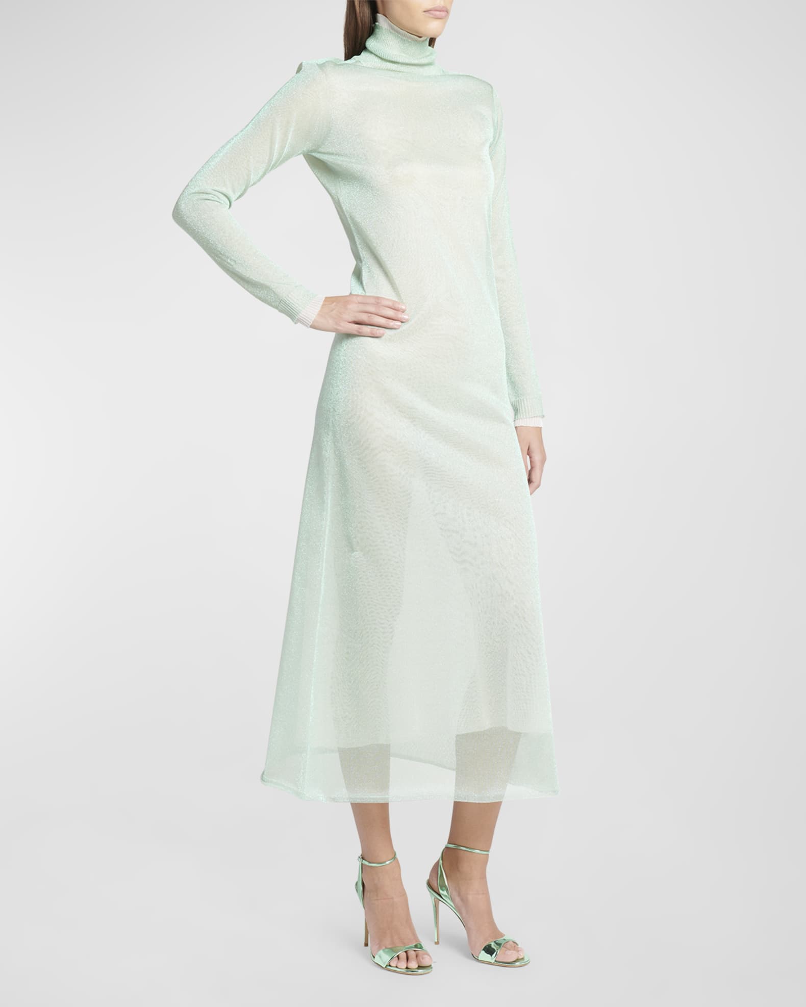 Double-Layer Open-Back Lurex Jersey Midi Dress 1