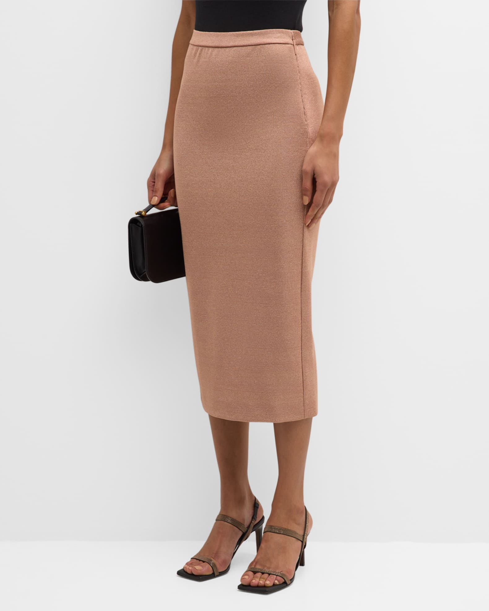 Lurex Bonded Jersey Pencil Skirt 1