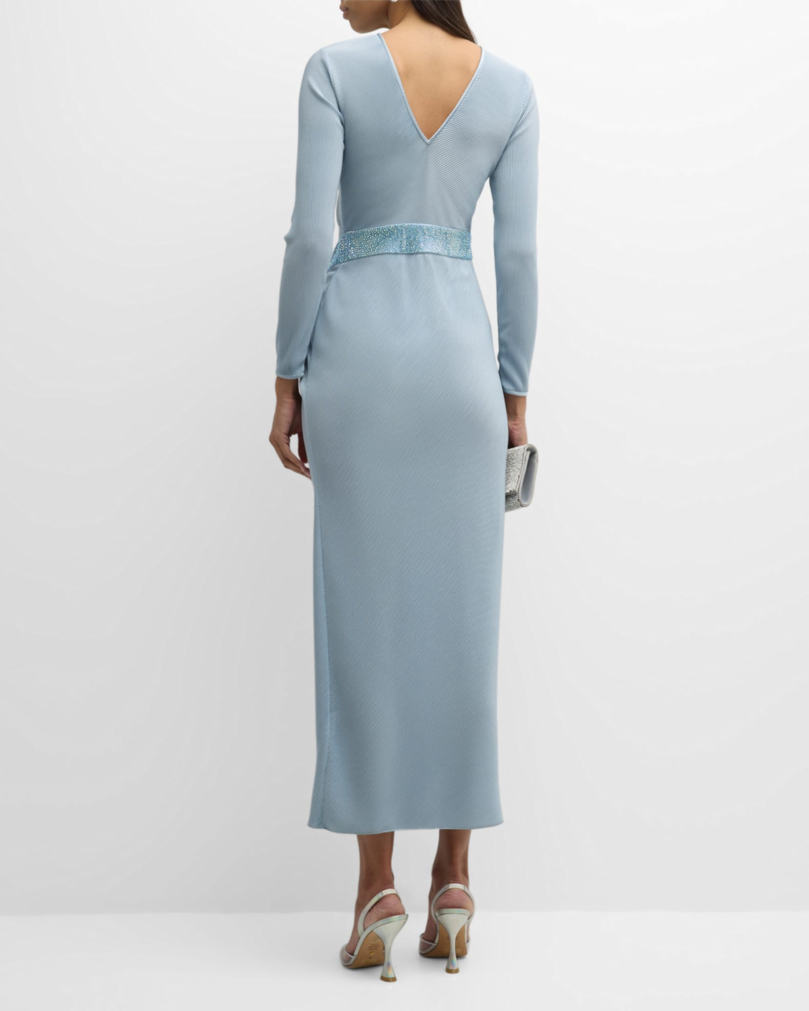 Giorgio Armani Plisse Jersey Gown with Beaded Hip Detail | Neiman Marcus