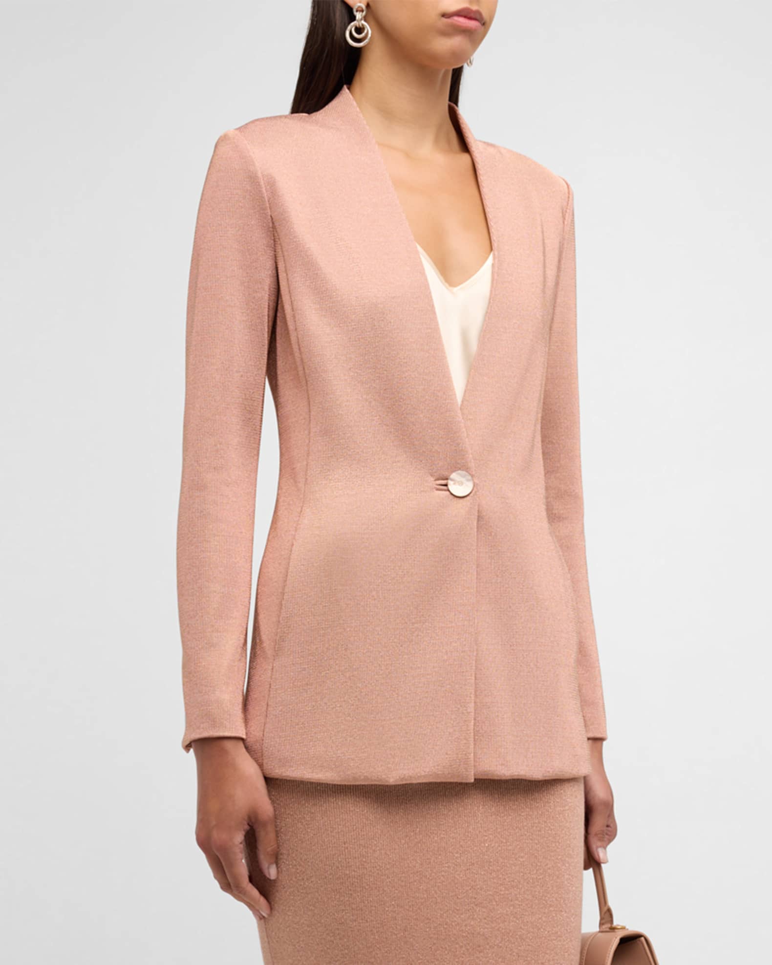 Giorgio Armani Metallic Bonded Jersey One-Button Blazer