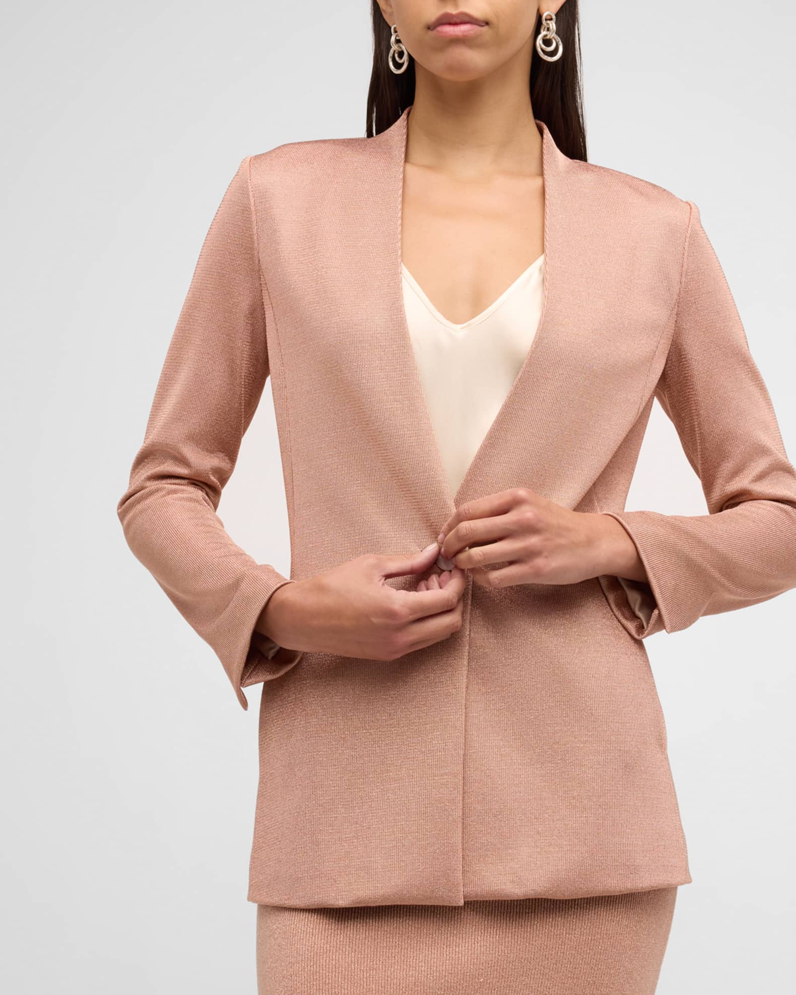 Giorgio Armani Metallic Bonded Jersey One-Button Blazer Giorgio Armani Metallic Bonded Jersey One-Button Blazer