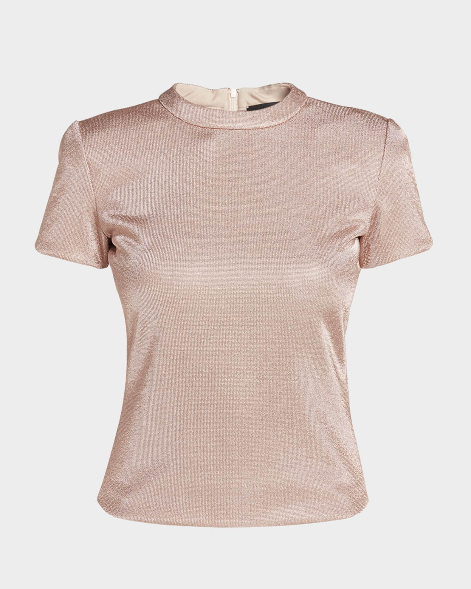 Metallic Short-Sleeve Bonded Jersey Tee 0
