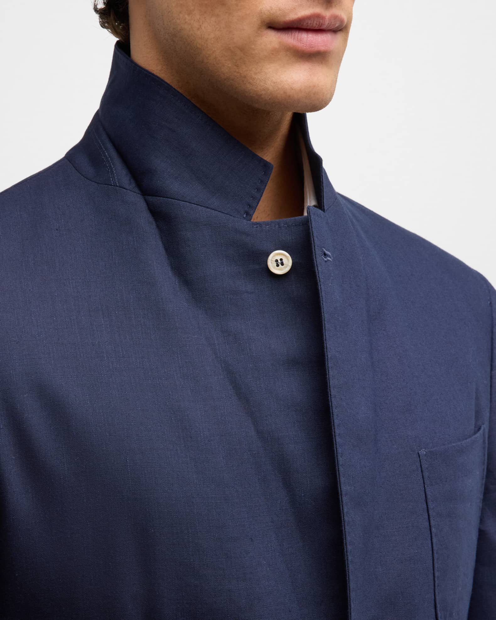 Brunello Cucinelli Men's Linen and Wool Suit Blue main image 0