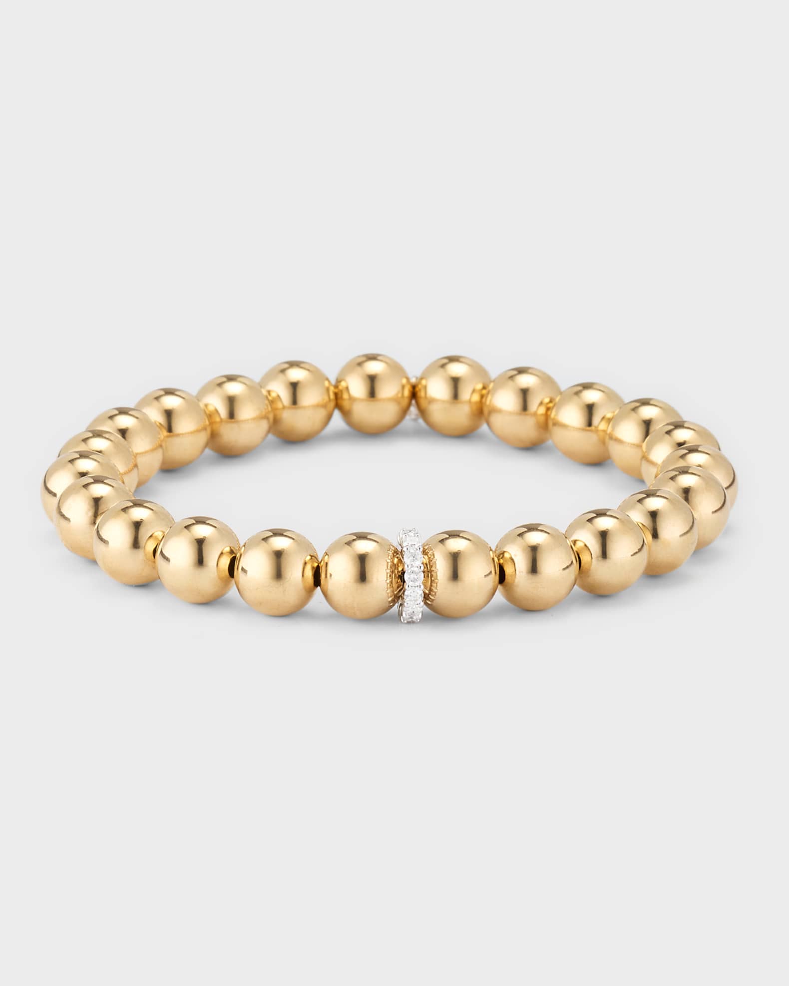 14k Yellow Gold Bead and Diamond Rondelle Bracelet 0