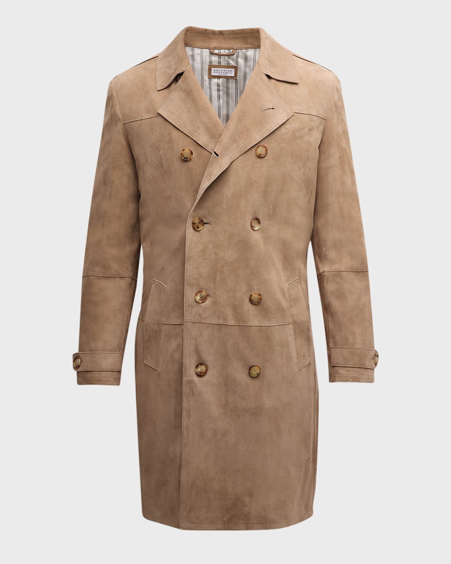 Suede trench coat mens top
