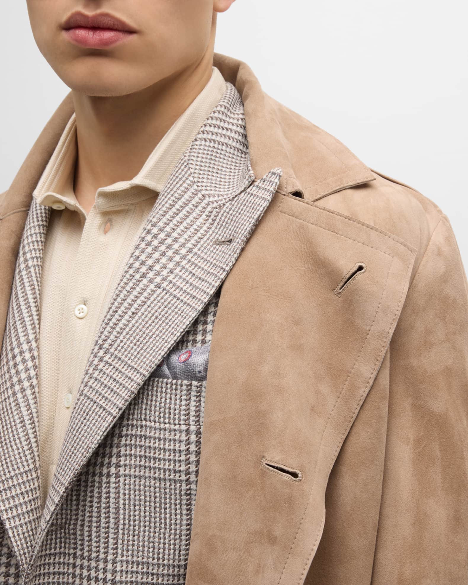 Plush Lining Suede Double-Breasted Jacket