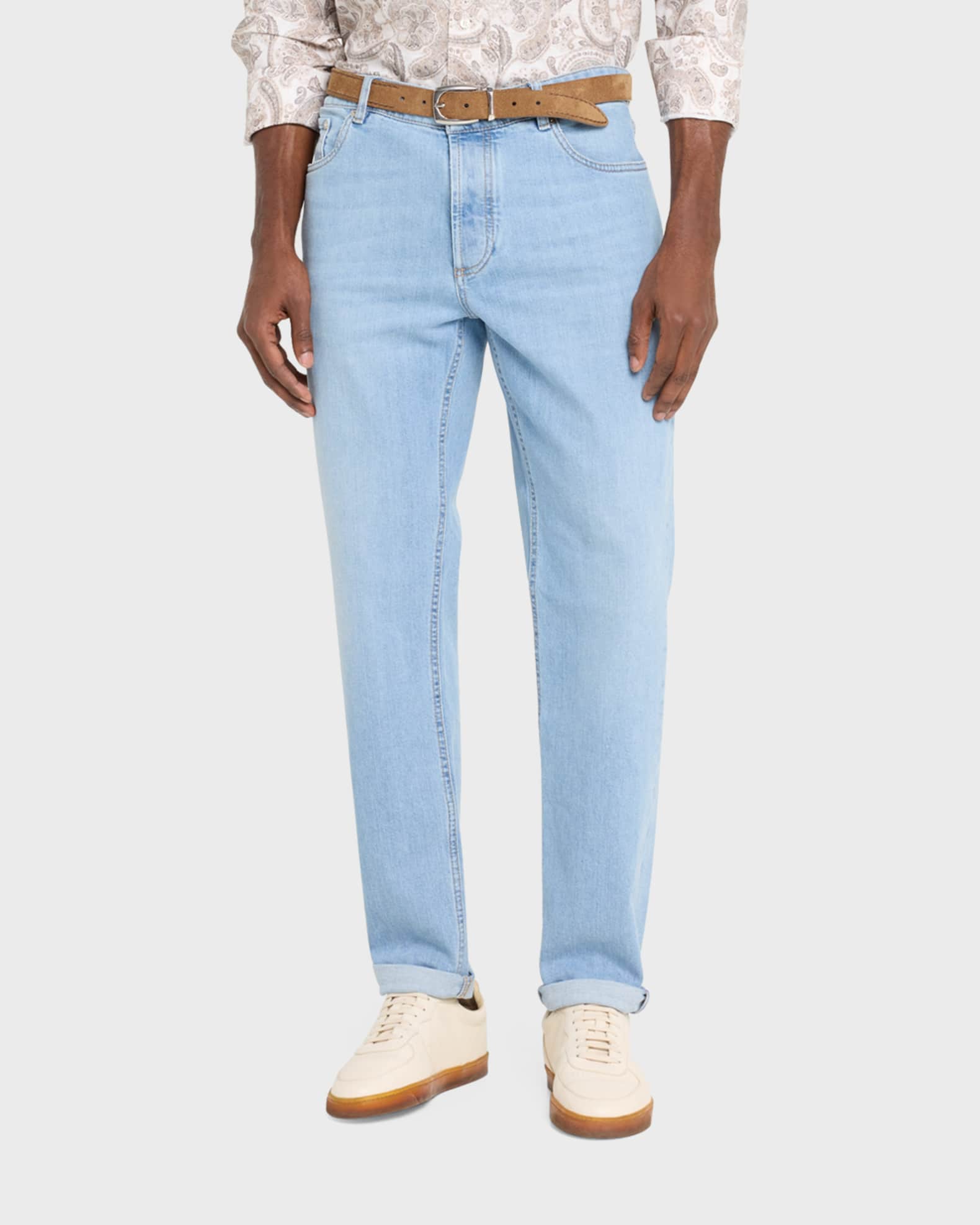 Brunello Cucinelli Men s Light Wash Stretch 5 Pocket Jeans