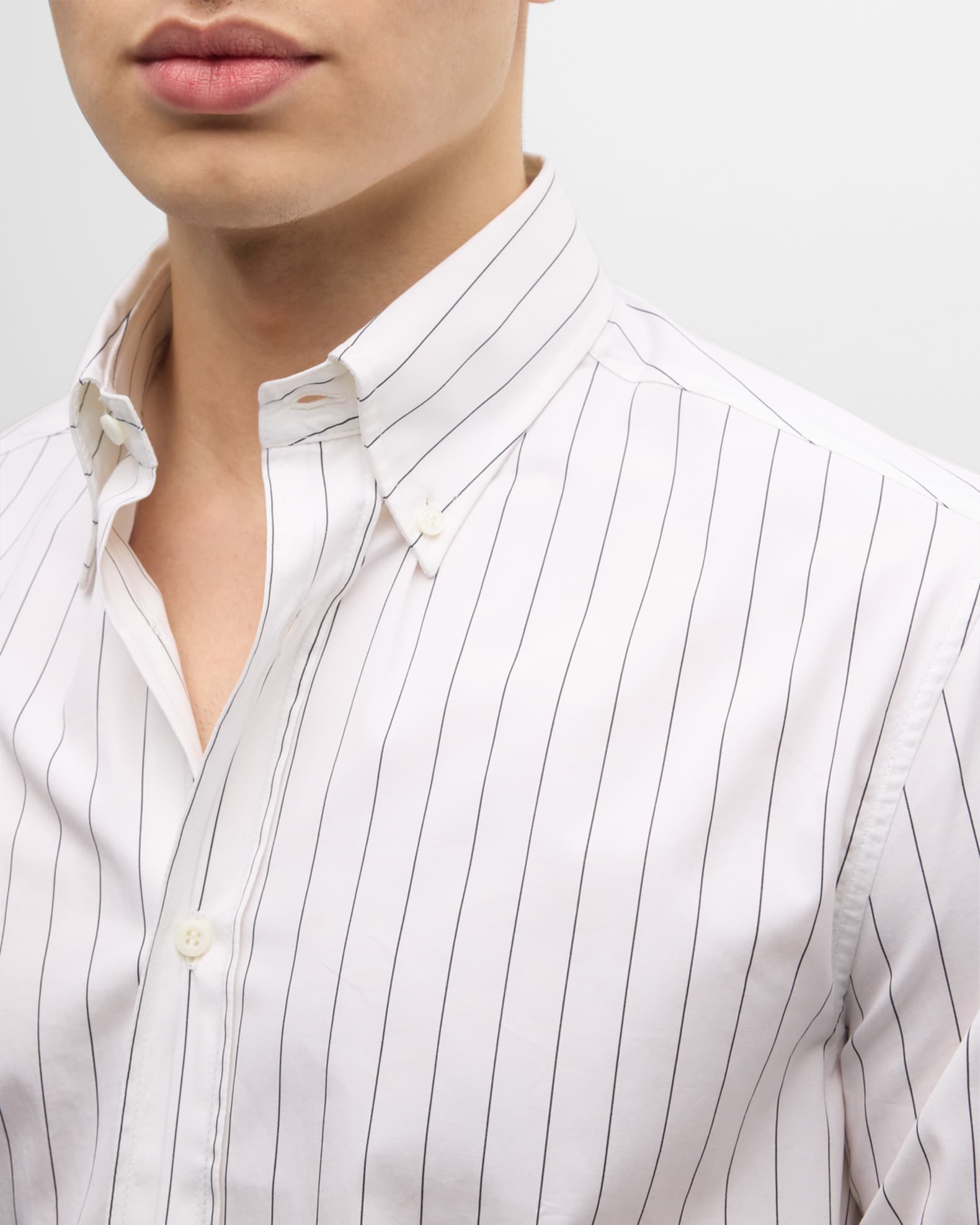 Timeless Pinstripe Button Down Shirt: KHAKI