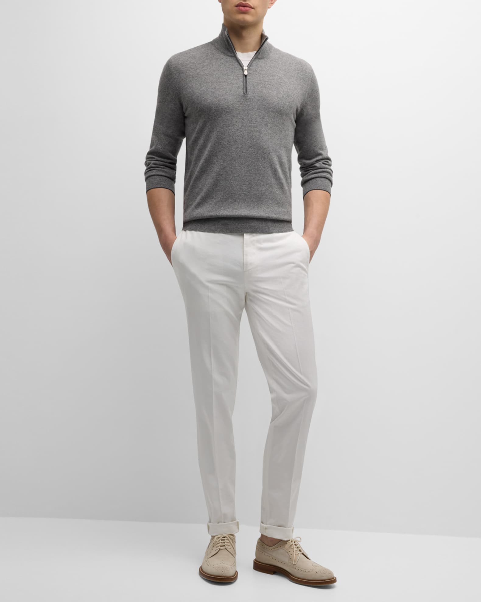 Brunello Cucinelli Men's Cashmere Quarter-Zip Sweater Brunello Cucinelli Men's Cashmere Quarter-Zip Sweater