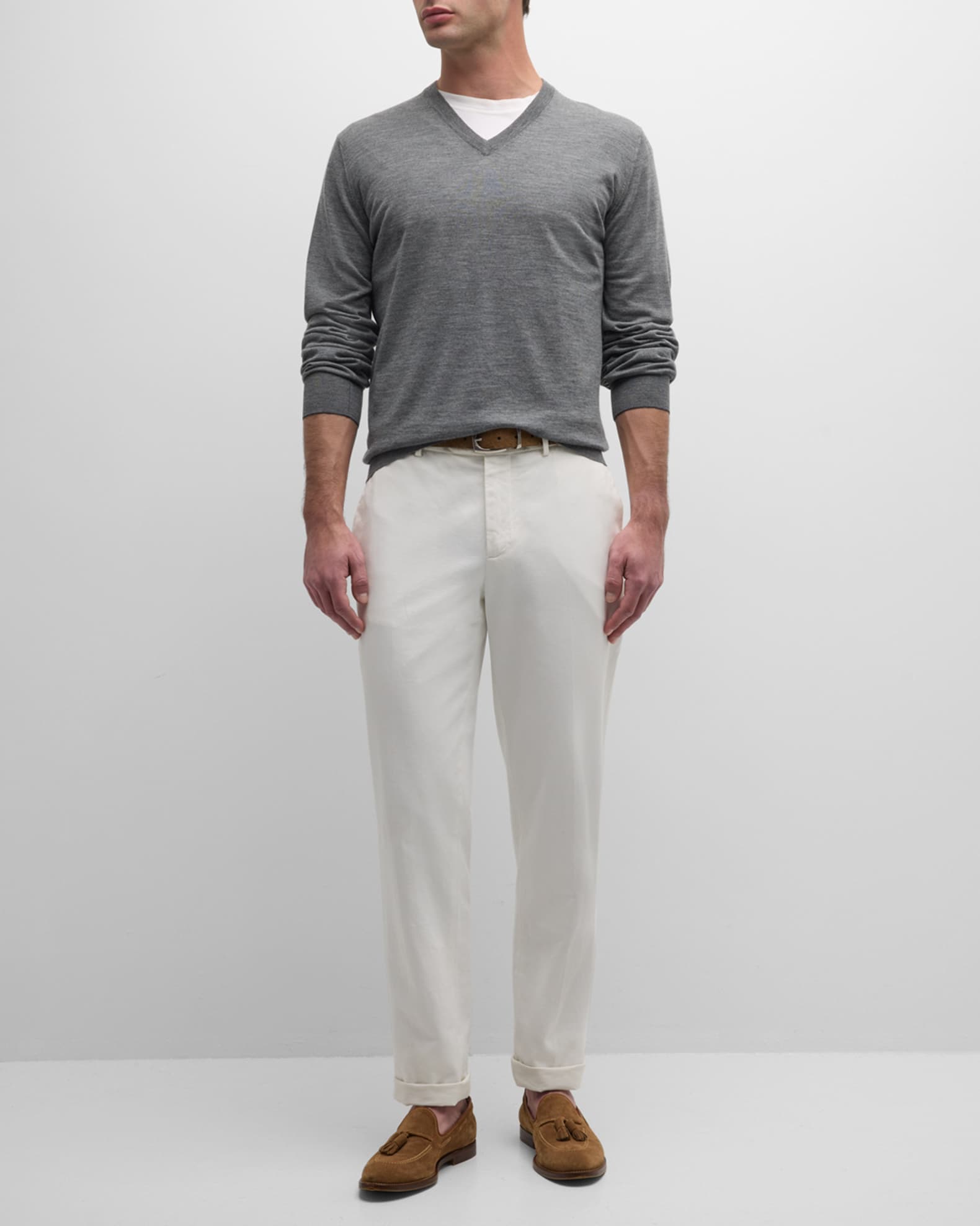 Men's Wool-Cashmere V-Neck Sweater 1