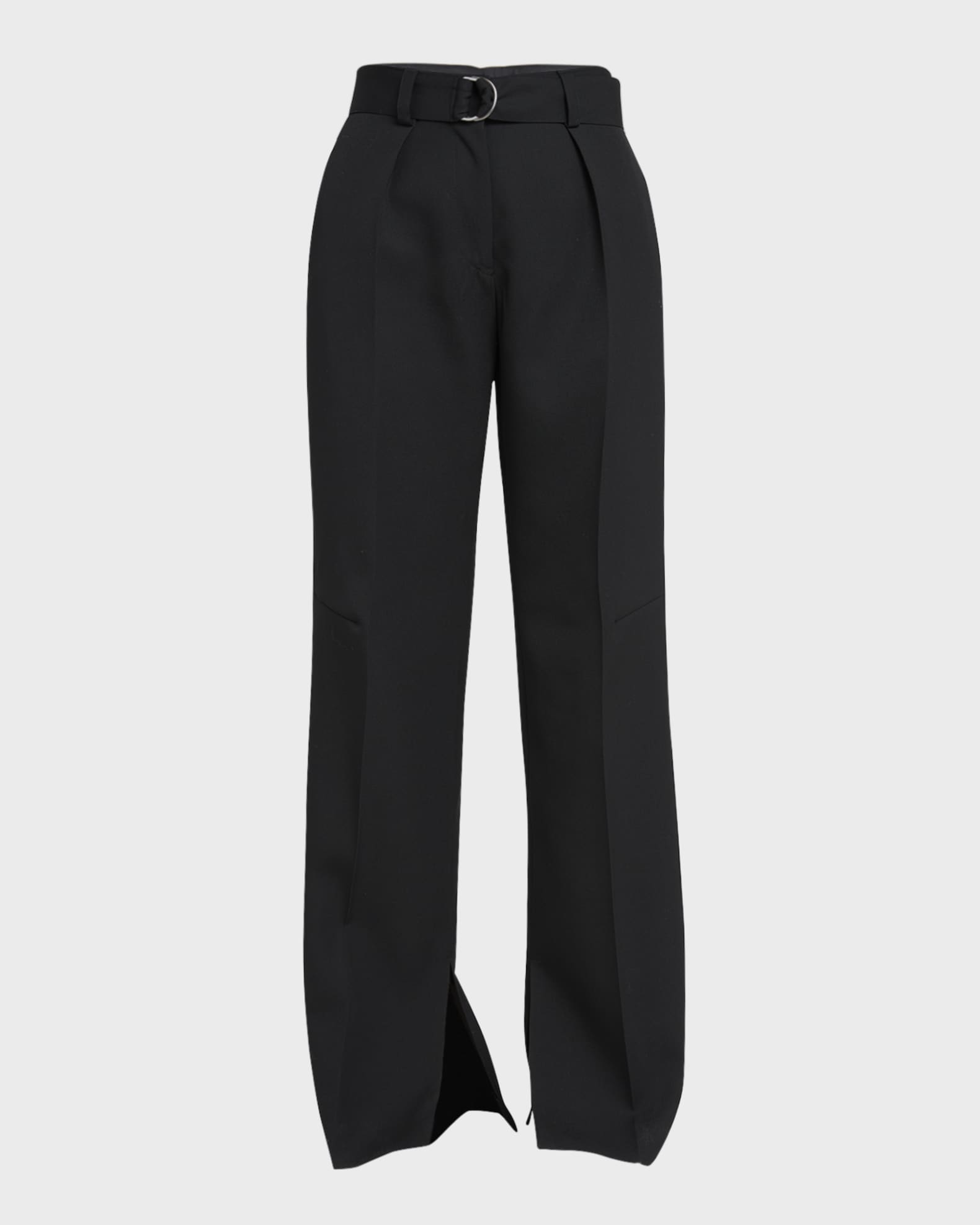 40 Pleated Belted Straight-Leg Split-Hem Trousers