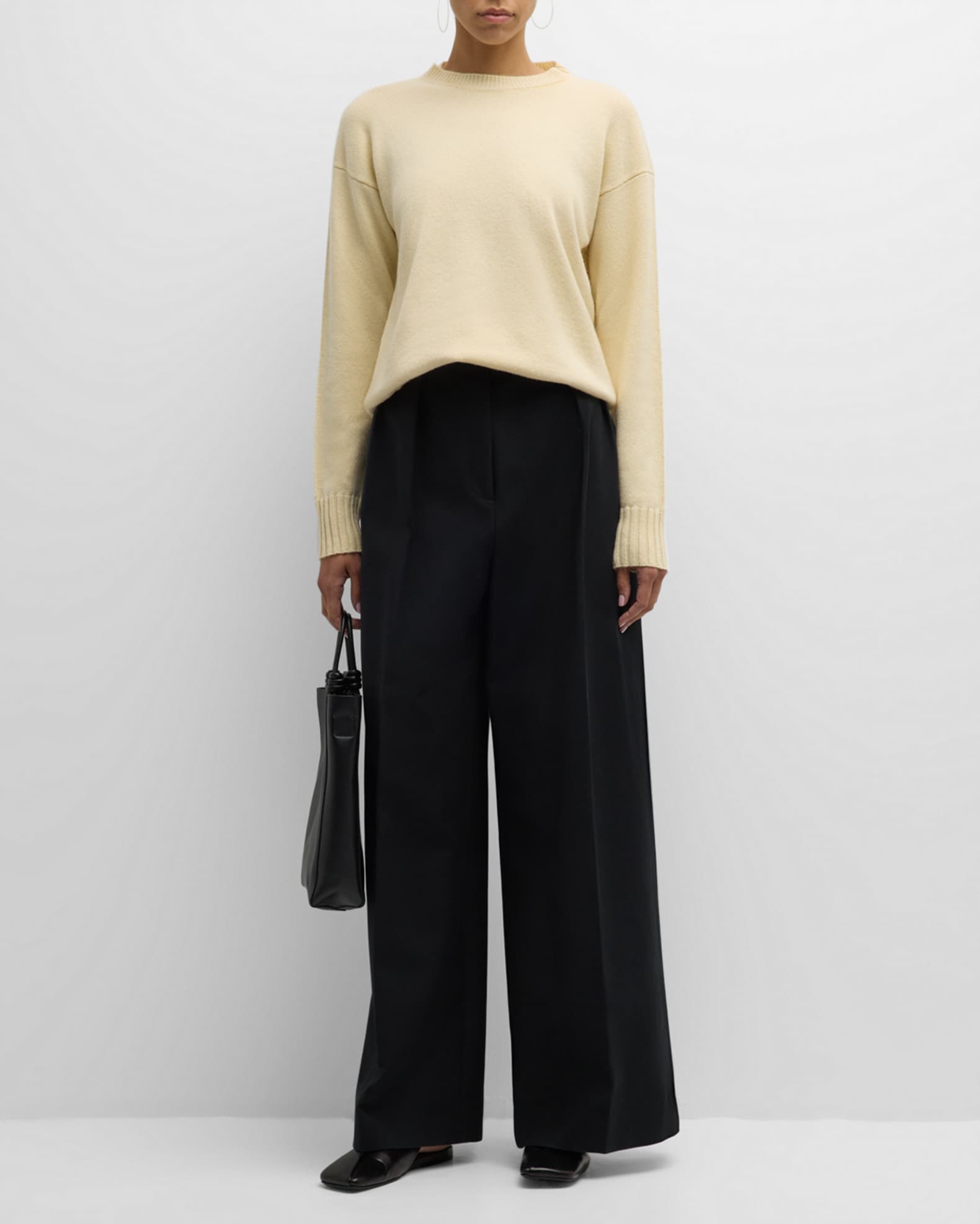 Jil Sander Women Beige Ribbed Pullover In Cashmere Woman