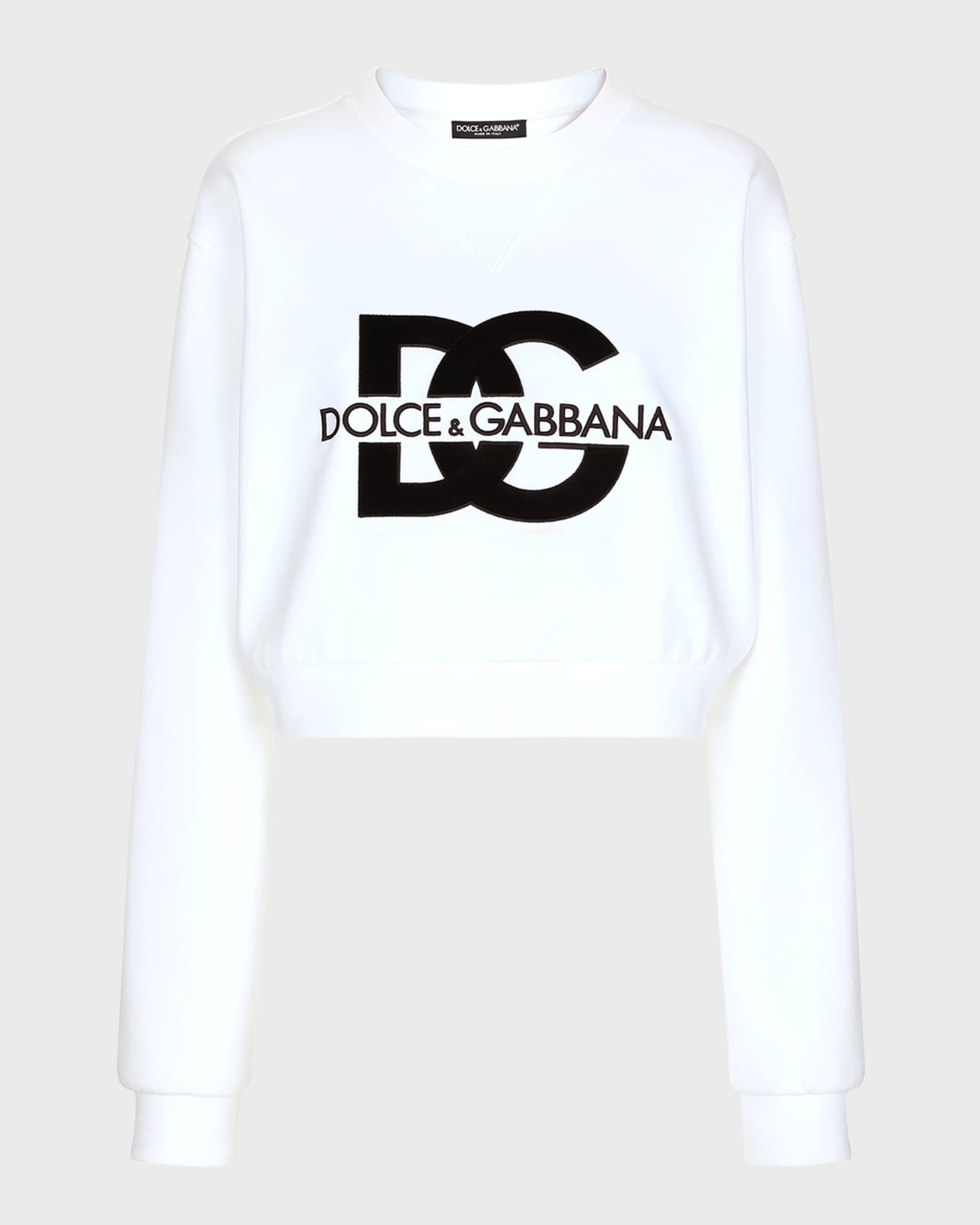 Dolce&Gabbana DG Logo Rolled-Neck Crop Sweatshirt | Neiman Marcus
