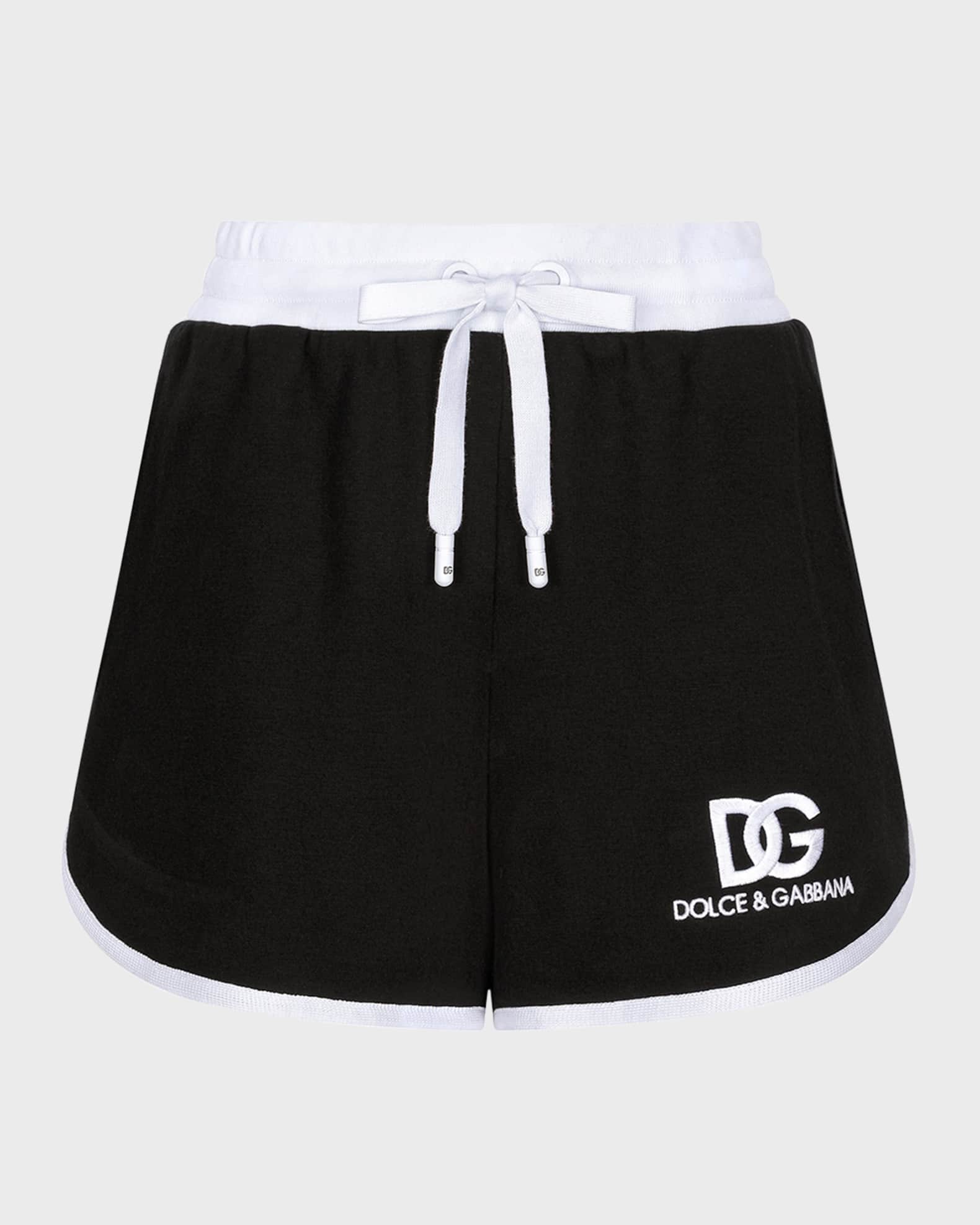 Dolce&Gabbana Two-Tone Logo-Print Drawstring Shorts