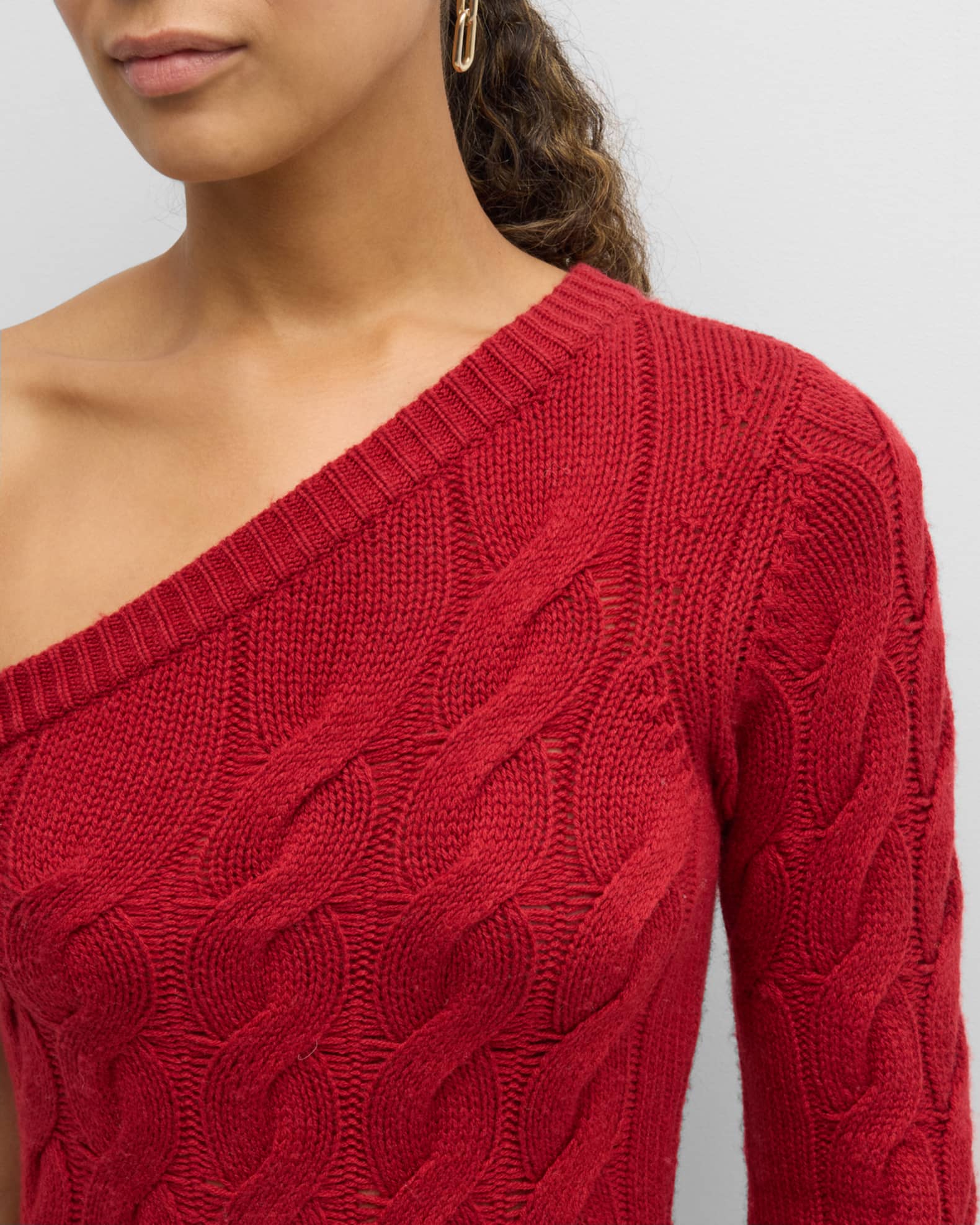 Naadam OneShoulder CableKnit Midi Sweater Dress Neiman Marcus