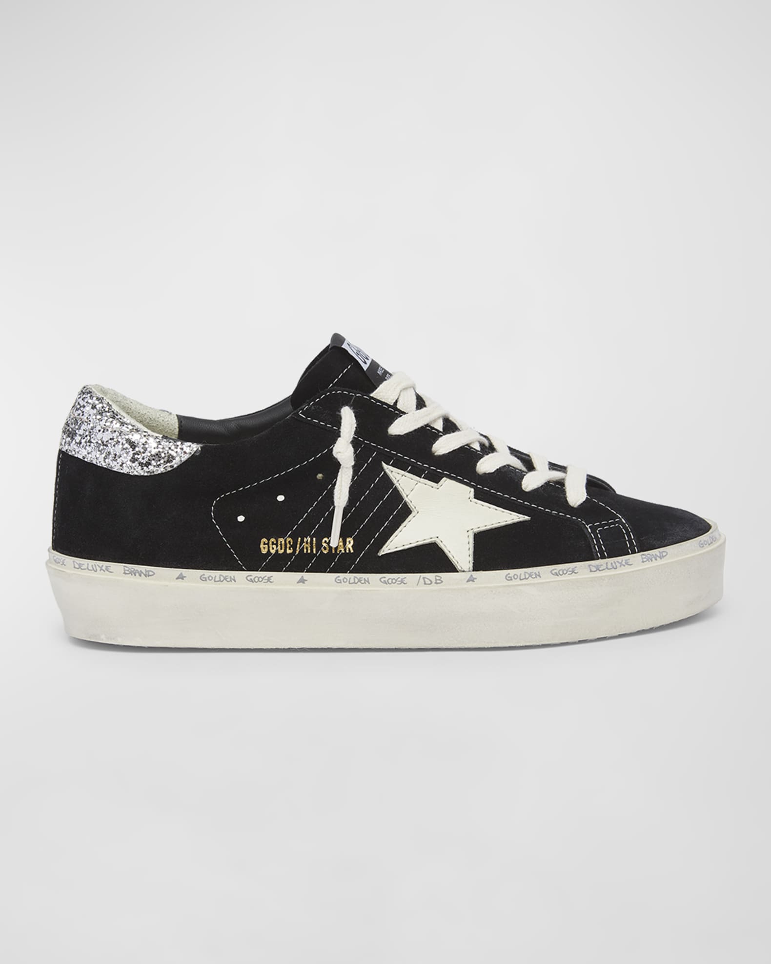 Hi star distressed glittered leather sneakers outlet