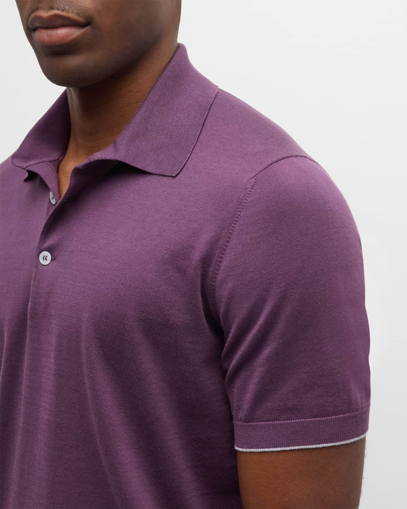 Brunello Cucinelli Men's Cotton Polo Shirt Grey