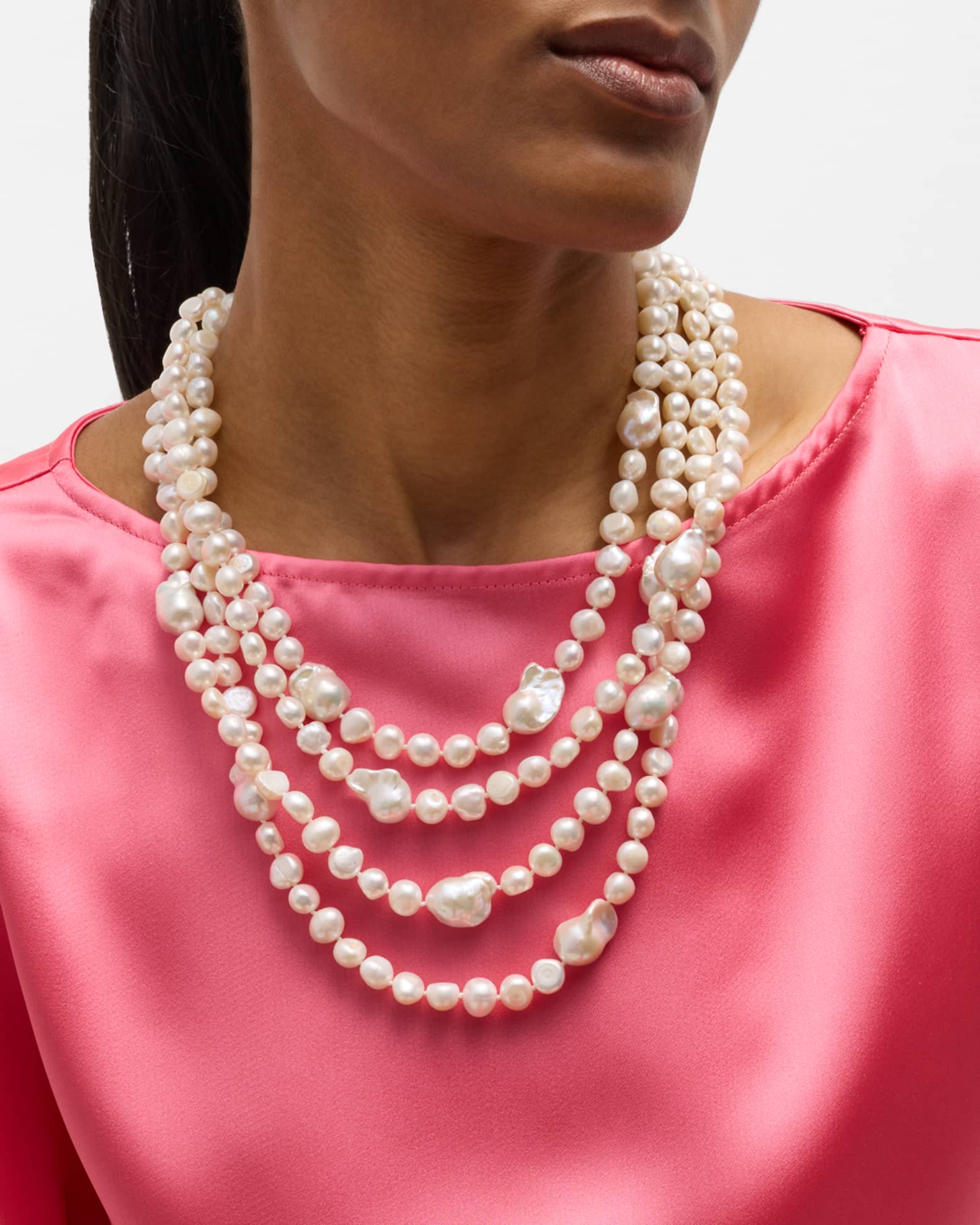 NEST Jewelry Baroque Pearl Multi Strand Statement Necklace Neiman Marcus