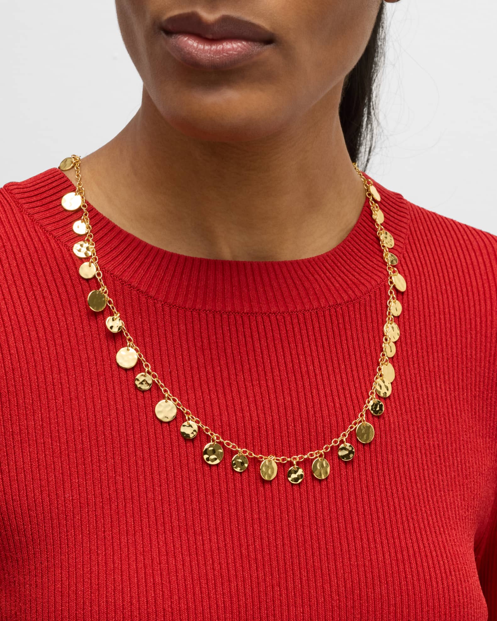 Gold Charm Disc Lariat Necklace 1