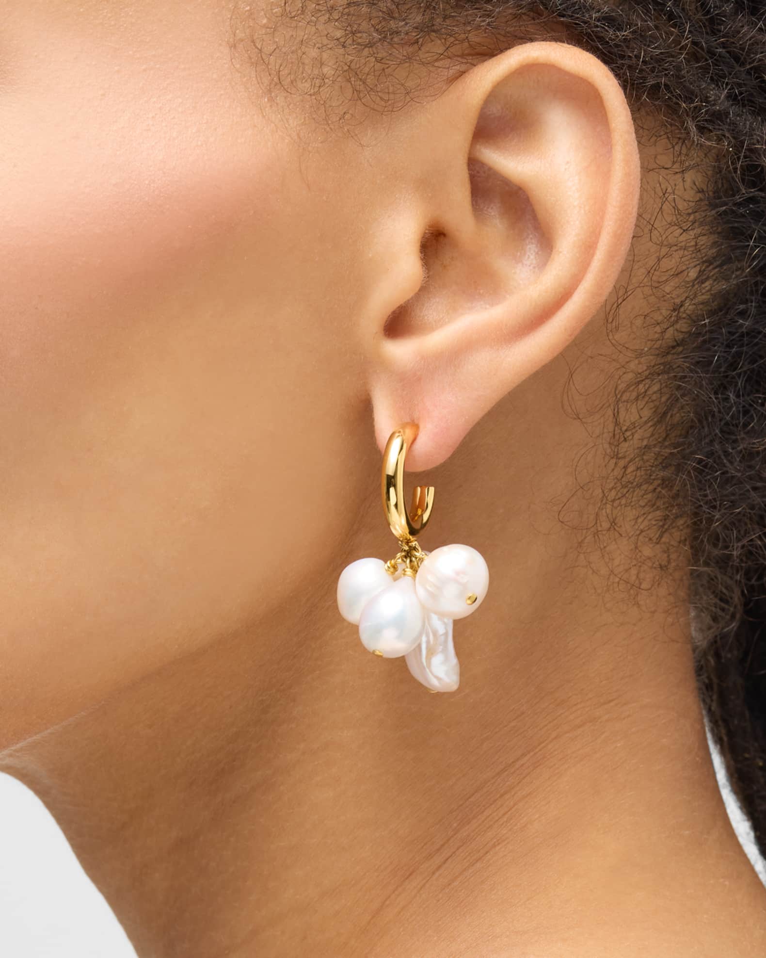Baroque Pearl Huggie Hoop Earrings 1