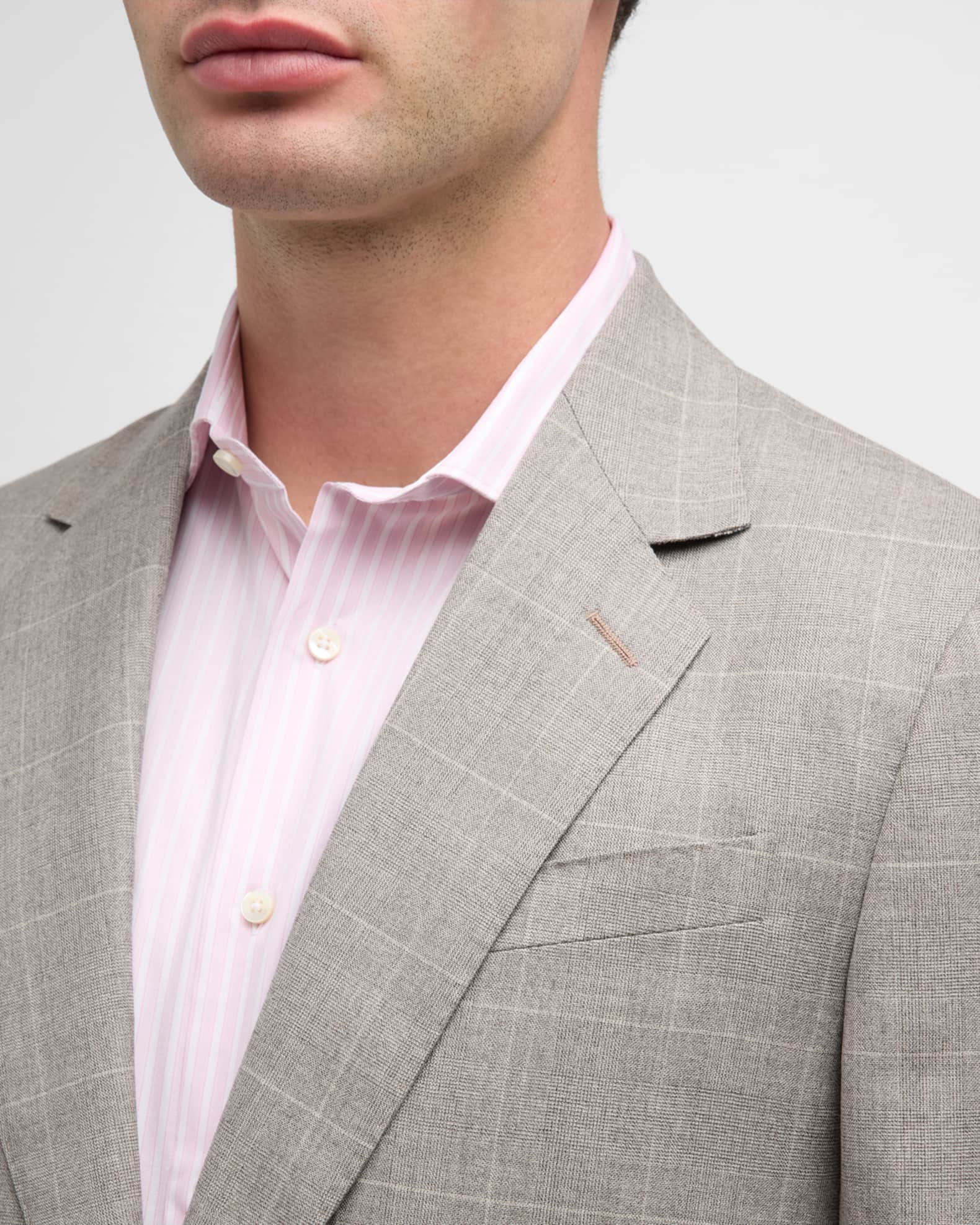 Men's Tailored Fit Wool Check Two-Button Suit
