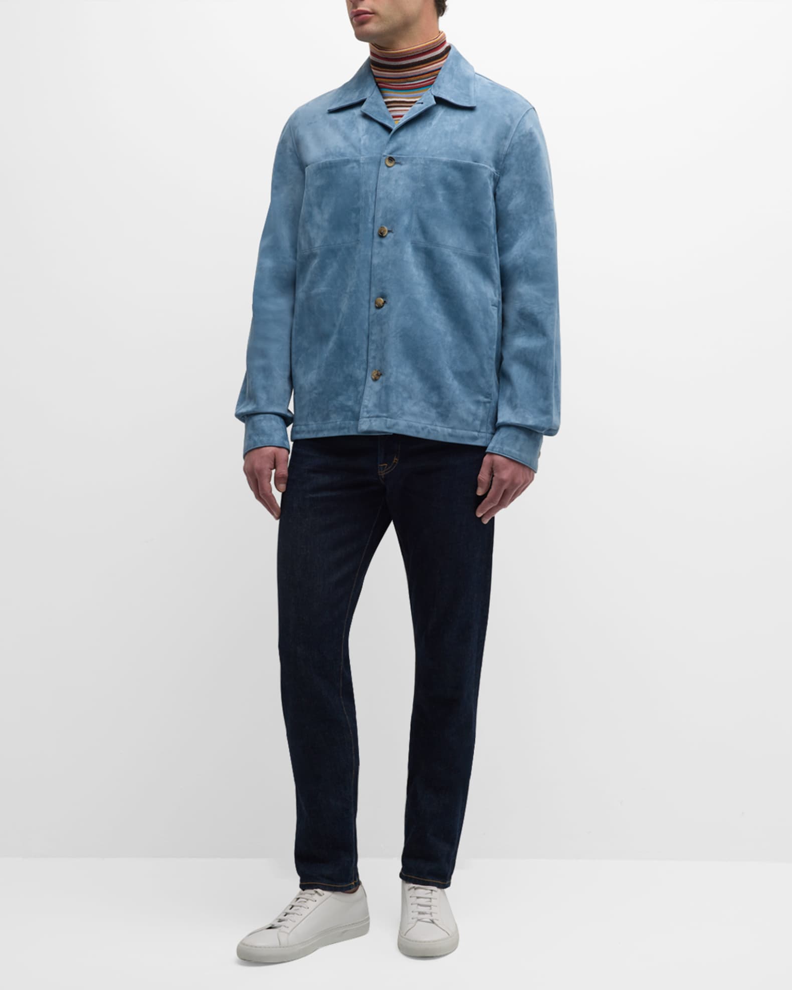 Paul Smith Blue Button Up Leather Shirt
