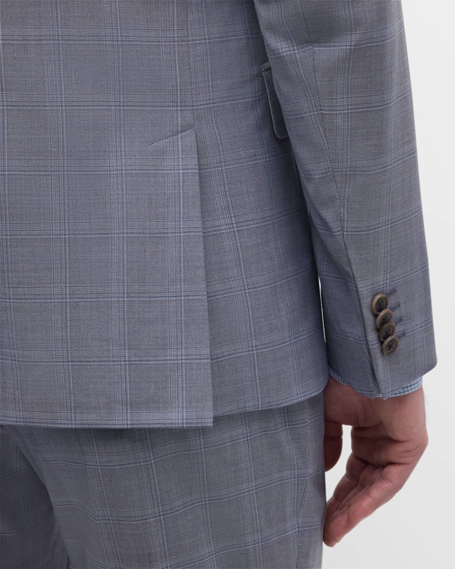 Men's Windowpane Check Two-Piece Suit