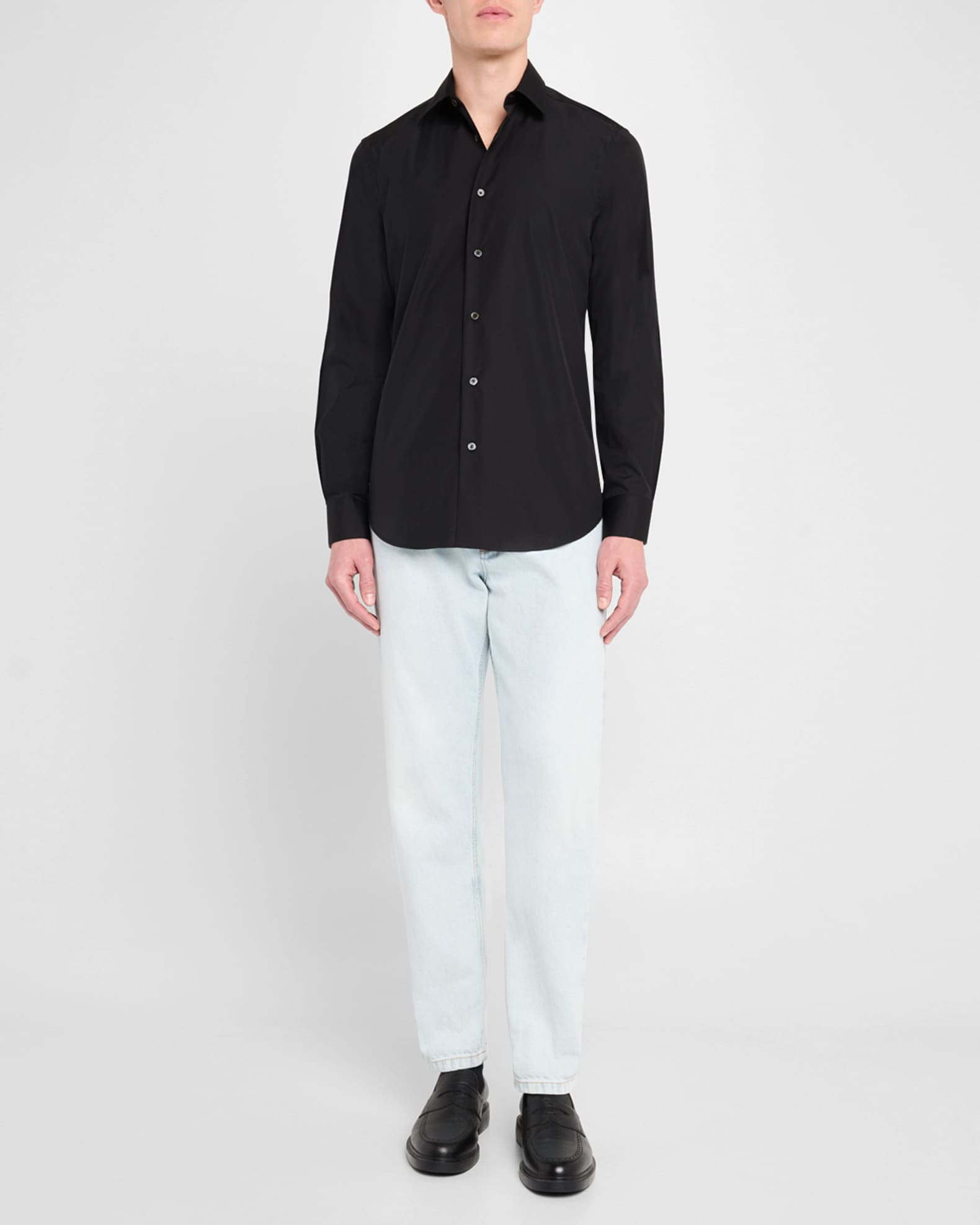 Men's Tailored-Fit Signature Stripe-Cuff Sport Shirt  1
