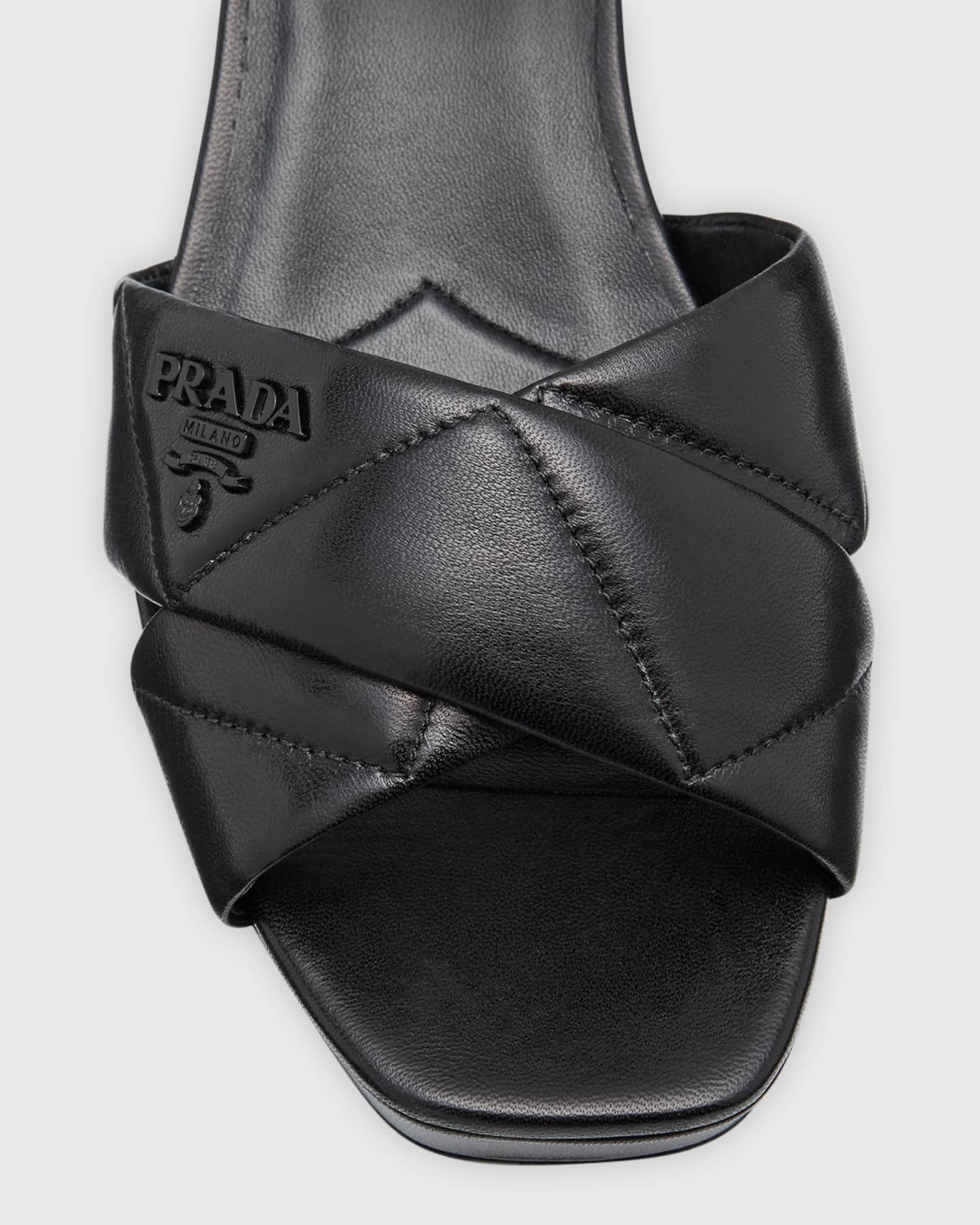 4smilei 　プラダ PRADA Prada Quilted Leather Ankle-Strap Platform Sandals | Neiman