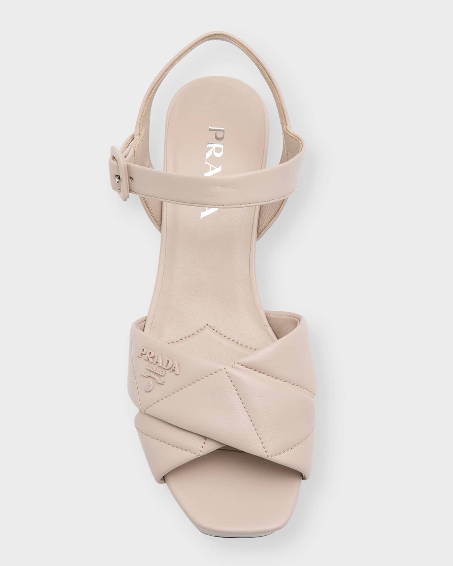 Prada Quilted Leather Ankle-Strap Platform Sandals | Neiman