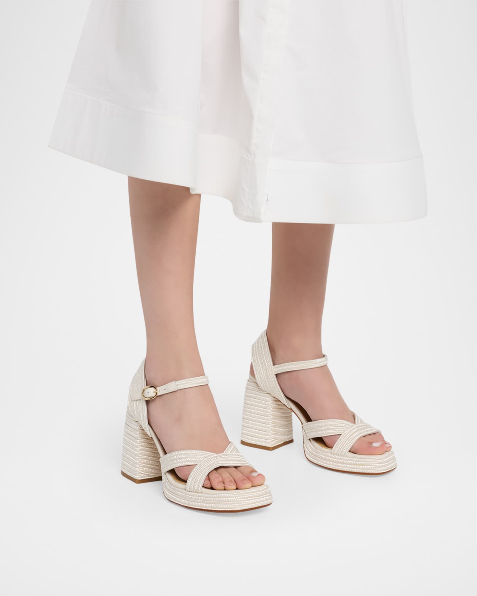 Castaner Valle Metallic Raffia Platform Sandals | Neiman Marcus