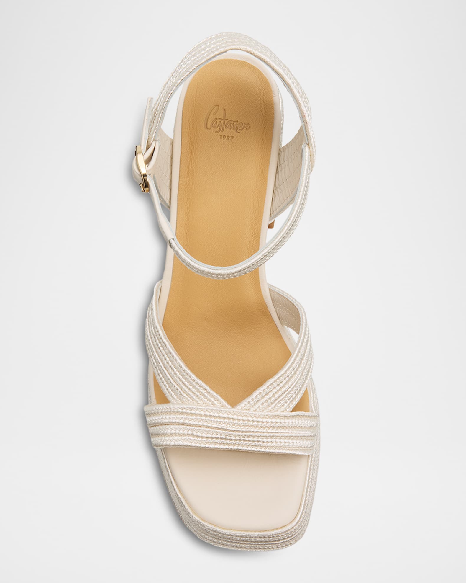 Castaner Valle Metallic Raffia Platform Sandals | Neiman Marcus