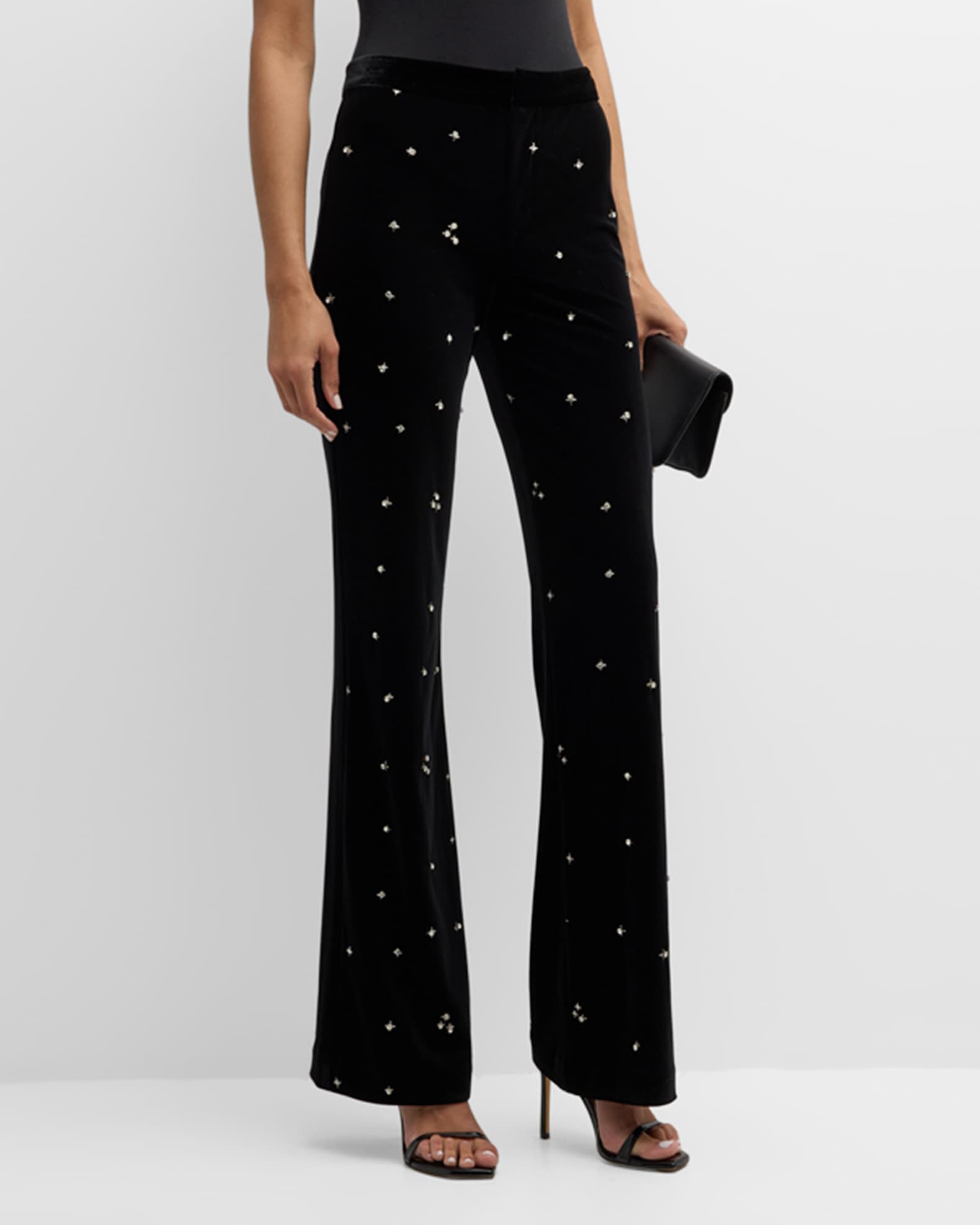 Le Superbe Bianca Embellished Velvet Flare Pants