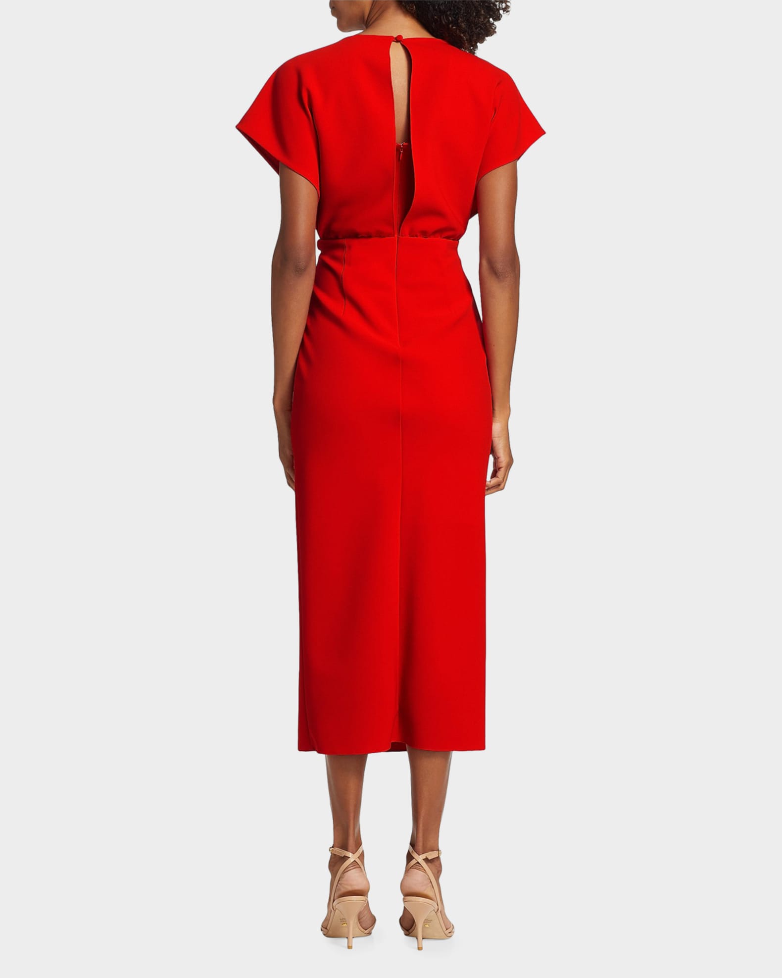 Prabal Gurung Jackie Twisted Cap-Sleeve Midi Dress | Neiman Marcus