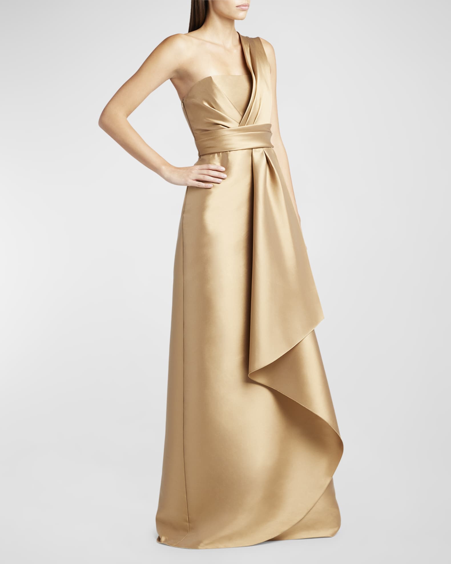 SALE One Shoulder Satin  Gown  Size 10 Style 295